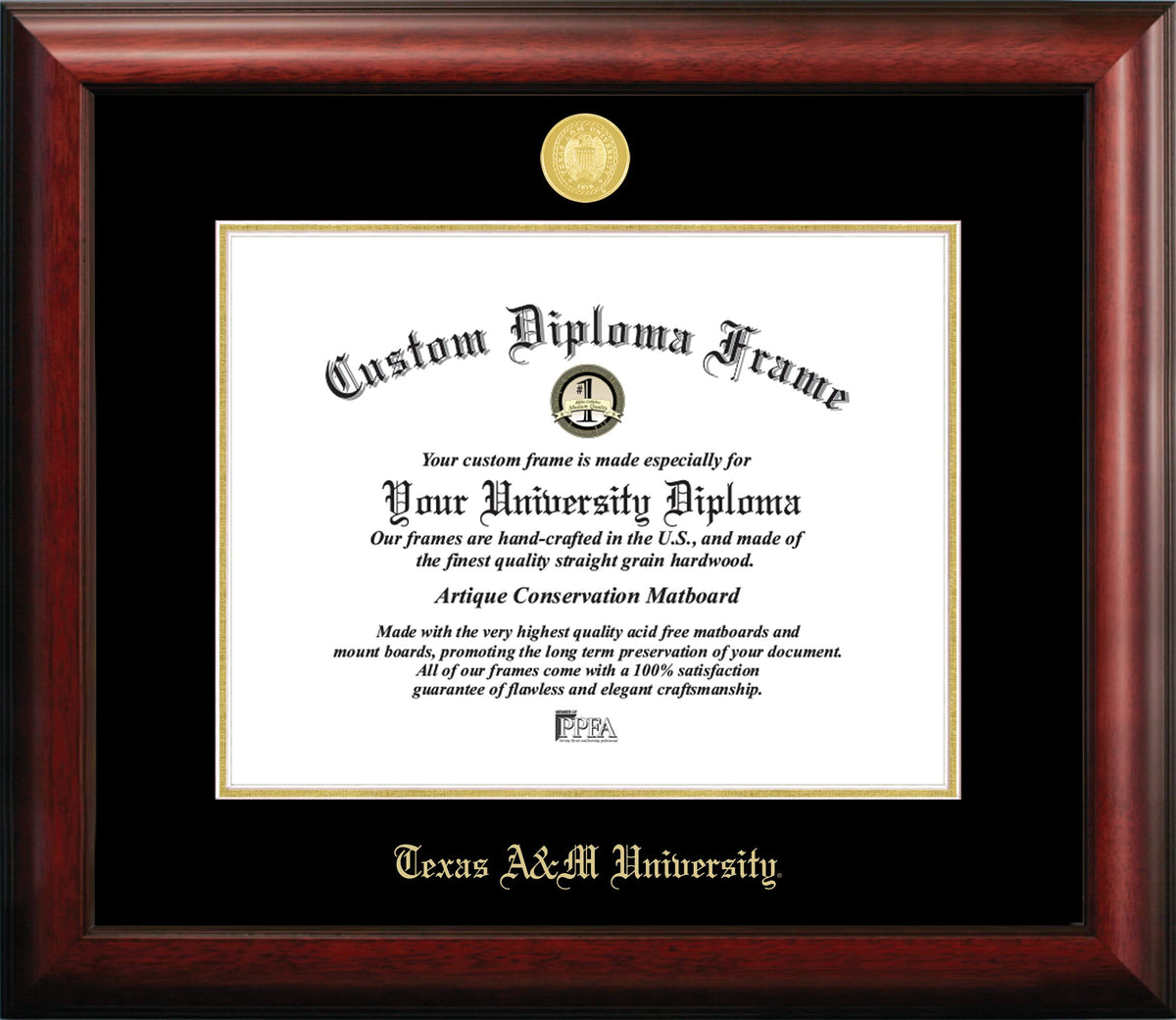 Campus Images Tx953Ged Texas A&M University 14W X 11H Gold Embossed Diploma Frame, 12.5'' X 16''