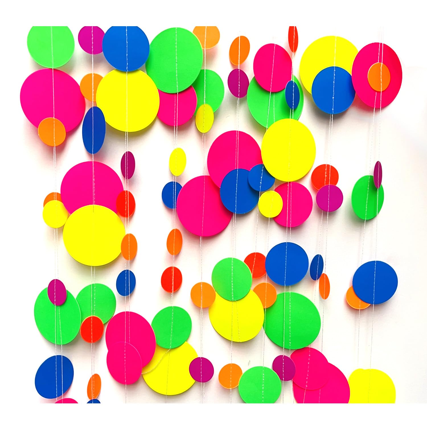 120Feet Round Dot Uv Neon Garland Hanging Paper Glow In The Dark Neon Glow Party Supplies And Decorations Glow In The Dark Black