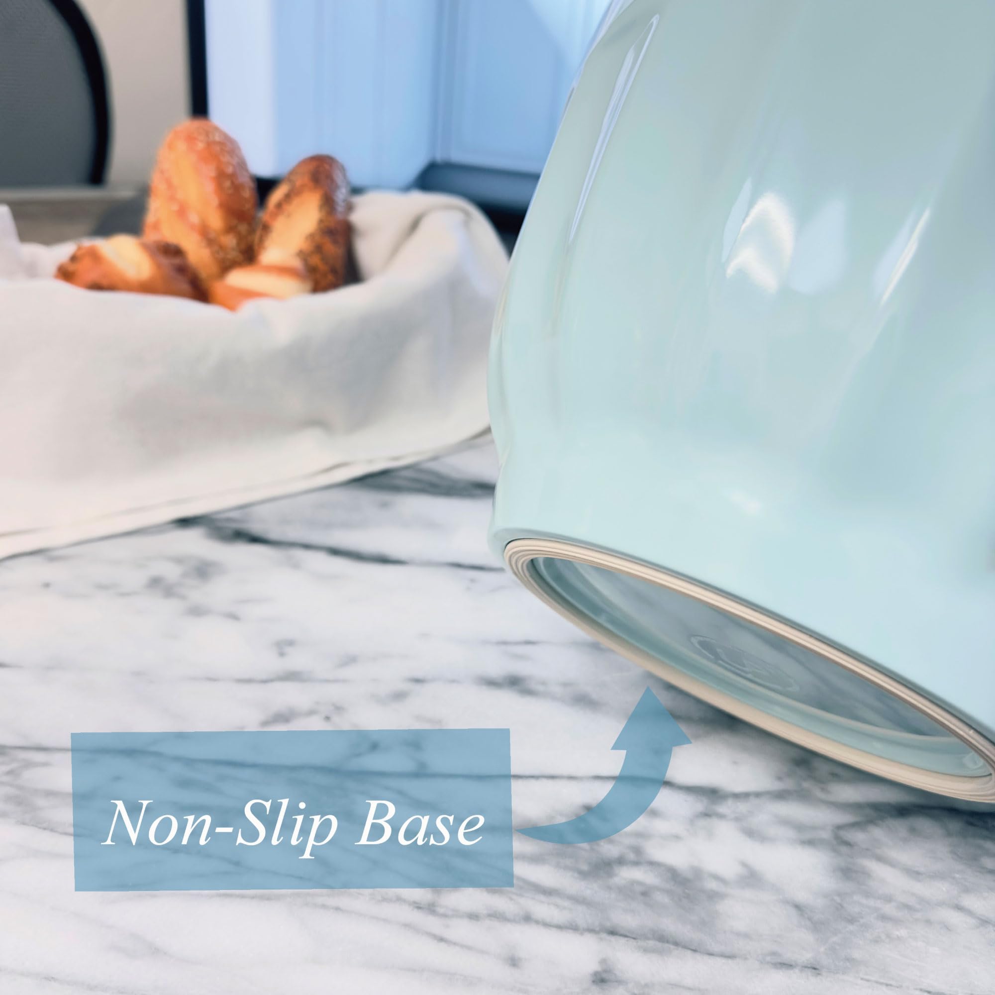 UPware Melamine Batter Bowl 4.3 qt with Pour Spout & Handle, Non-Slip Base, Latte Blue, Model A_546B