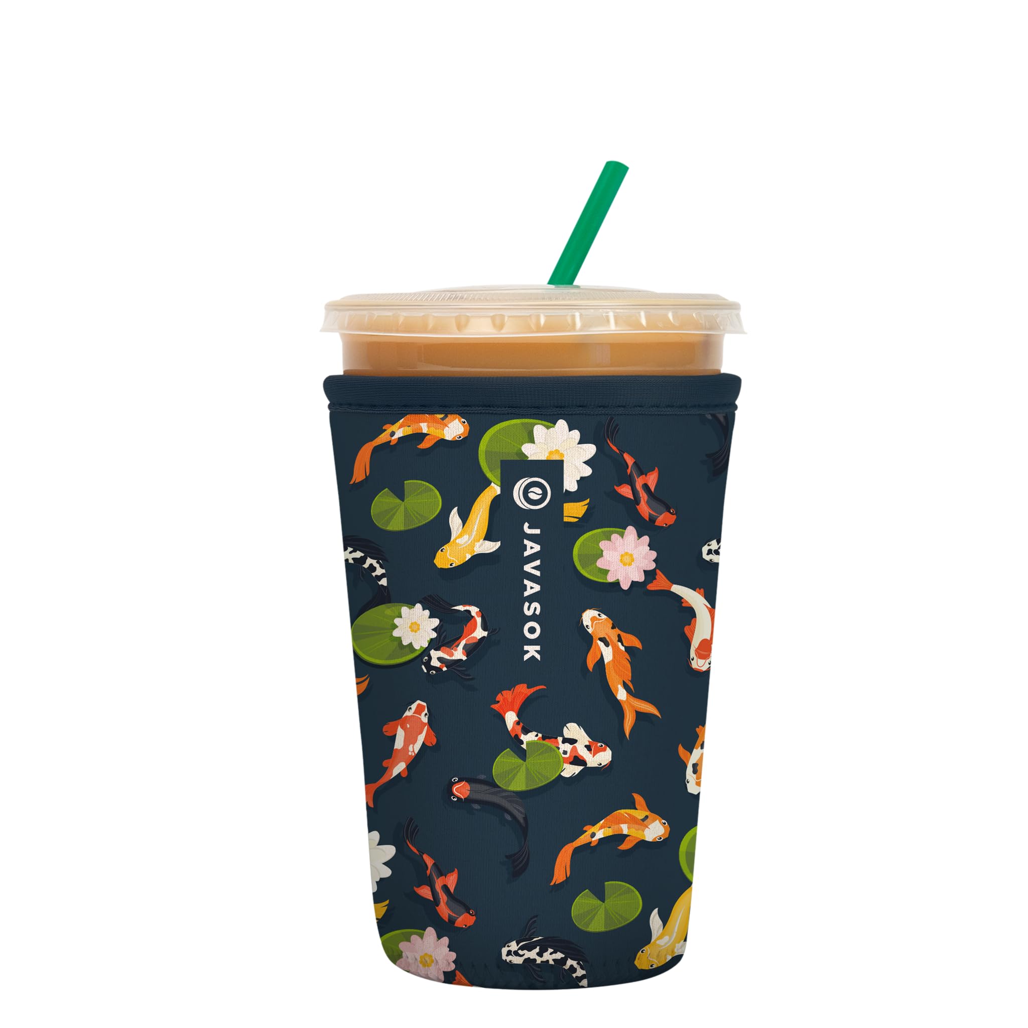 Sok It JavaSok Iced Coffee & Cold Soda Insulated Neoprene Cup Sleeve (Koi Garden, Medium: 22-28oz)