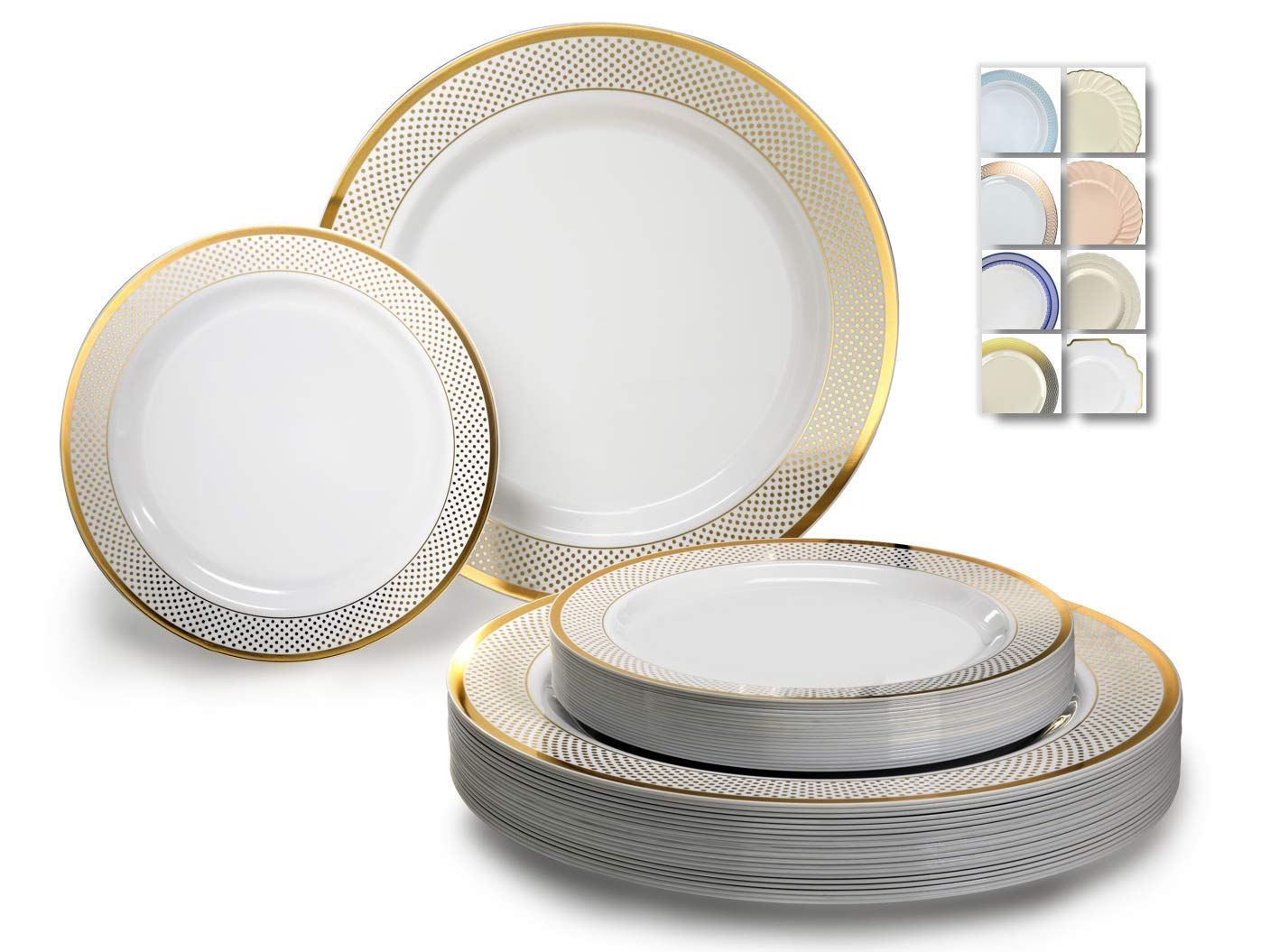 ' Occasions '' 50 Plates Pack (25 Guests)-Heavyweight Wedding Party Disposable Plastic Plate Set -25 X 10.5'' Dinner + 25 X 7.5