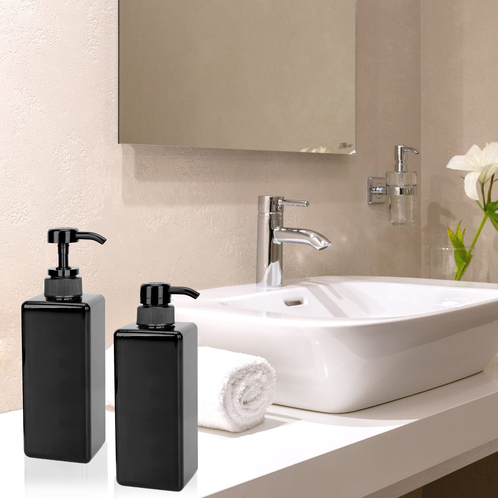 Suream 22Oz/650Ml Large Plastic Pump Bottles For Shampoo, Bathroom Shower Dispensers, Empty Refillable Cosmetic Pump Dispenser F