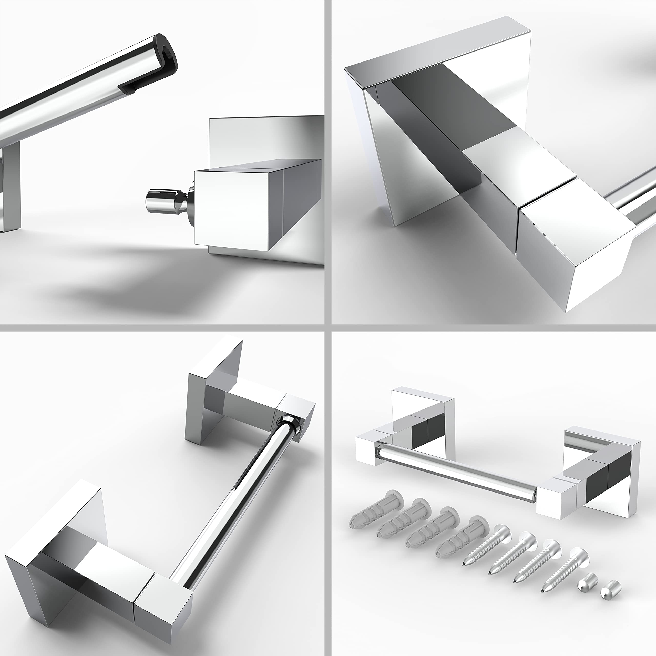 Ruacq Toilet Paper Holder Chrome Double Post Pivoting Square Tissue Holders Roll Holder Hangers Toilet Paper Stand Stainless Ste