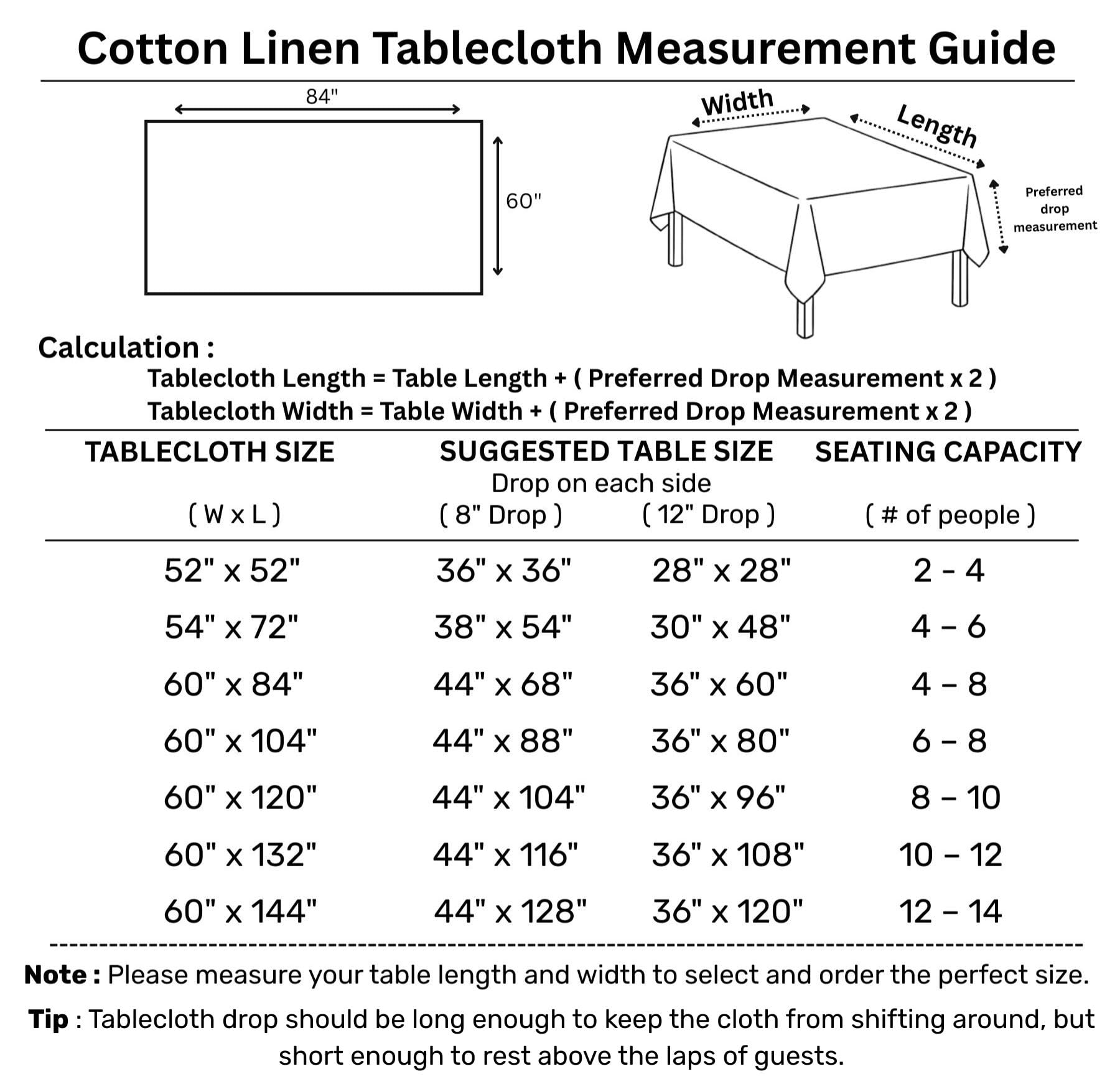Solino Home White Tablecloth 60 x 84 Inch - Dru Cotton Linen Table Cloth for Rectangle Tables - Machine Washable Tablecloth for