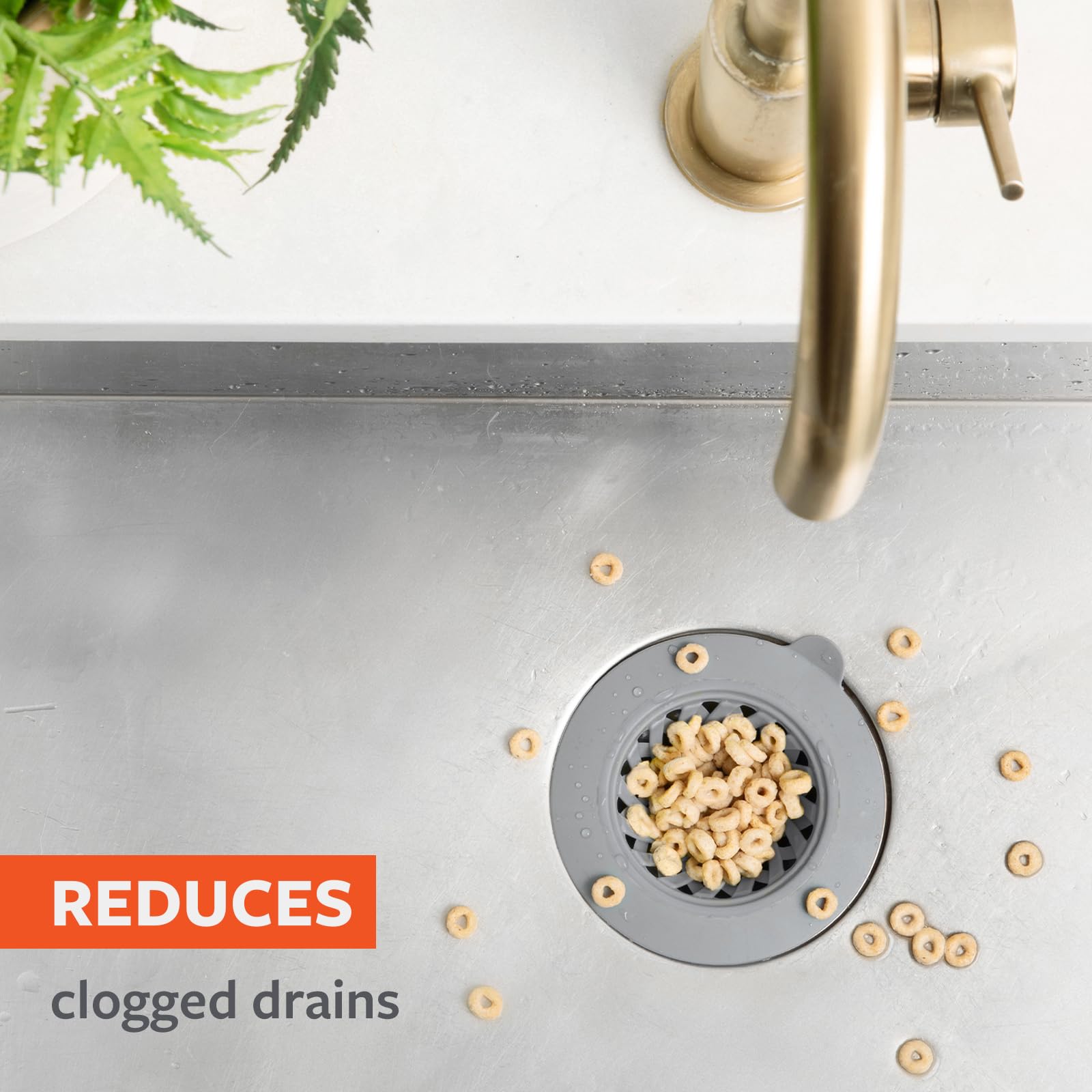 Full Circle Sinksational Sink Strainer With Stopper, Gray