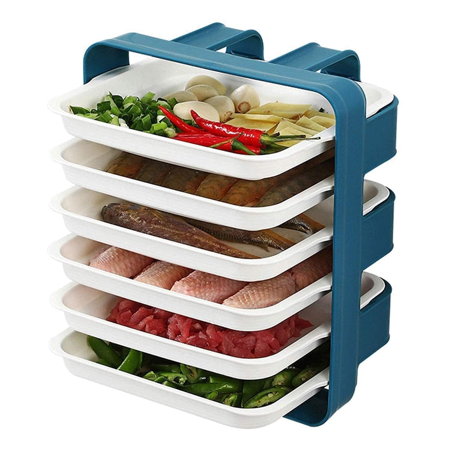 Msa 6 Layer Wall Mounted Kitchen Organizer Rack | Plastic MultiLayer Dish, Fruit & Vegetable Storage Holder | Space Saving Wall