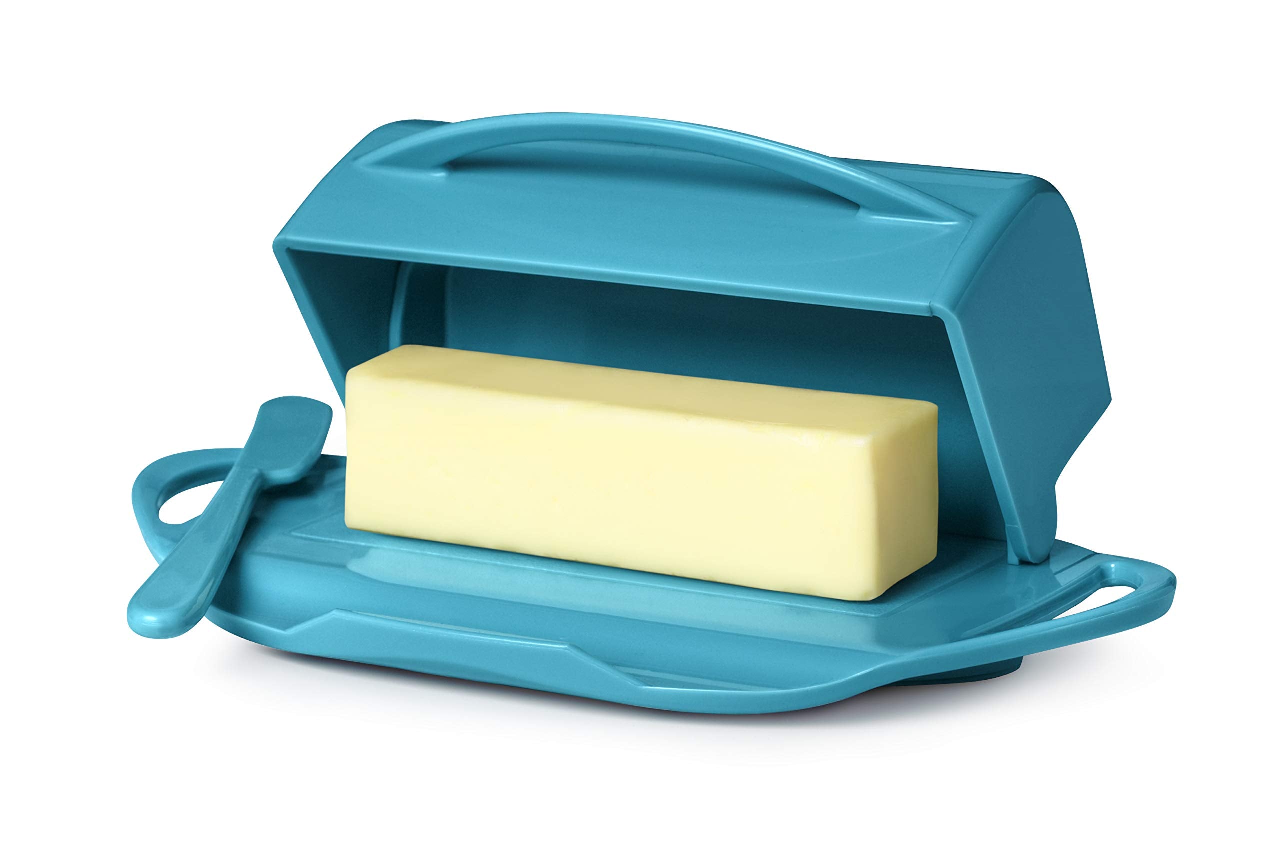Butterie Flip-Top Butter Dish With Matching Spreader (Aqua)