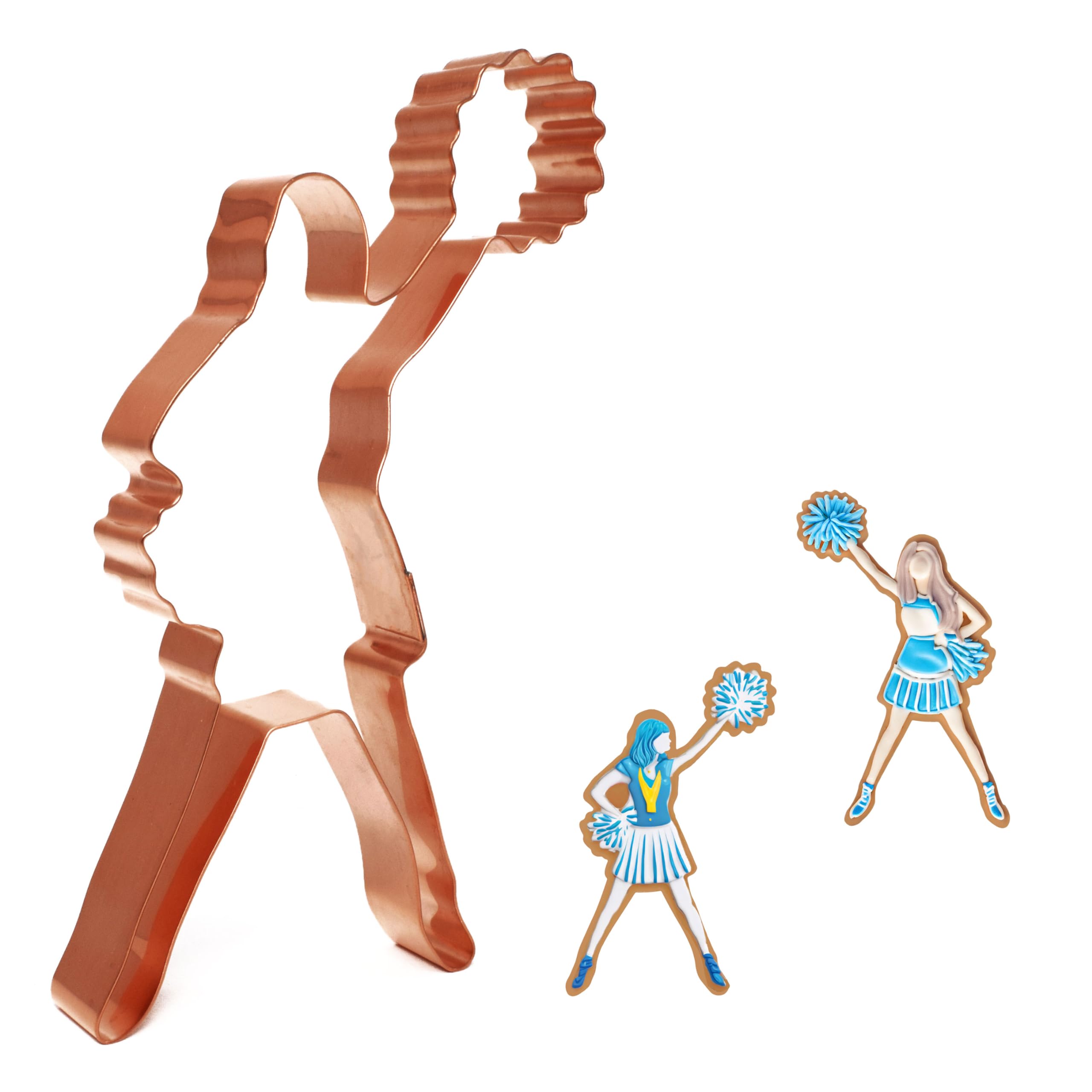 Standing Cheerleader Cookie Cutter, 3.5 X 6.75 Inches, Handcrafted Copper By The Fussy Pup