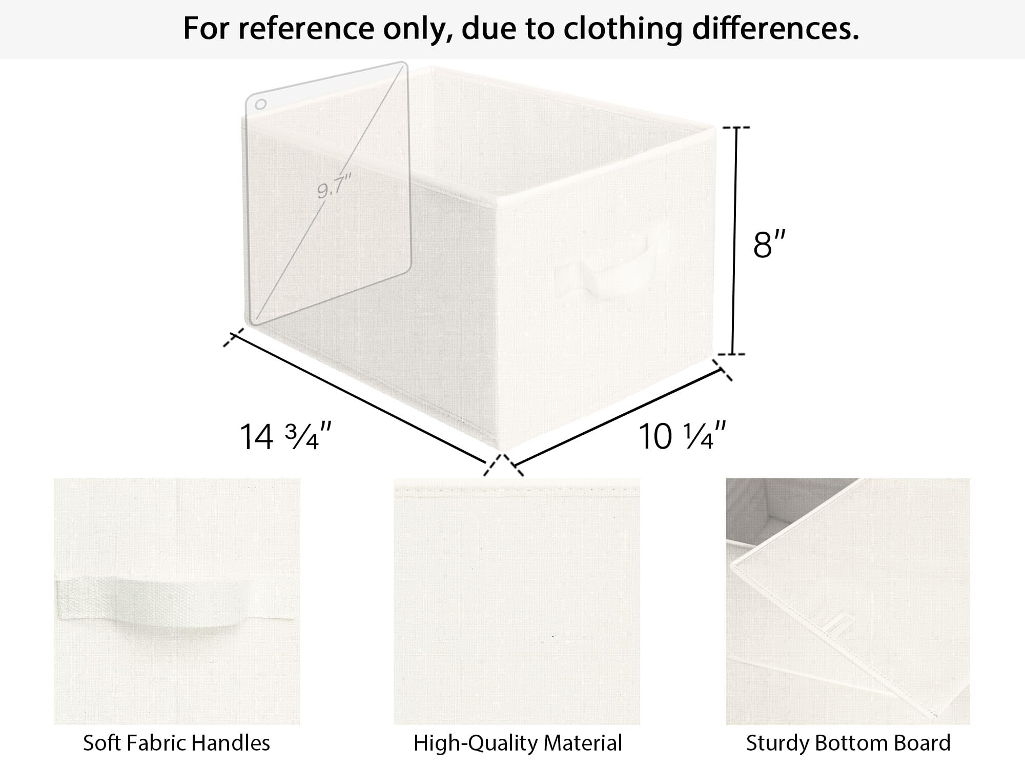 Storageworks Storage Bins For Organizing, Decorative Storage Baskets For Shelves, Fabric Closet Bins With Handles, White, 3-Pack
