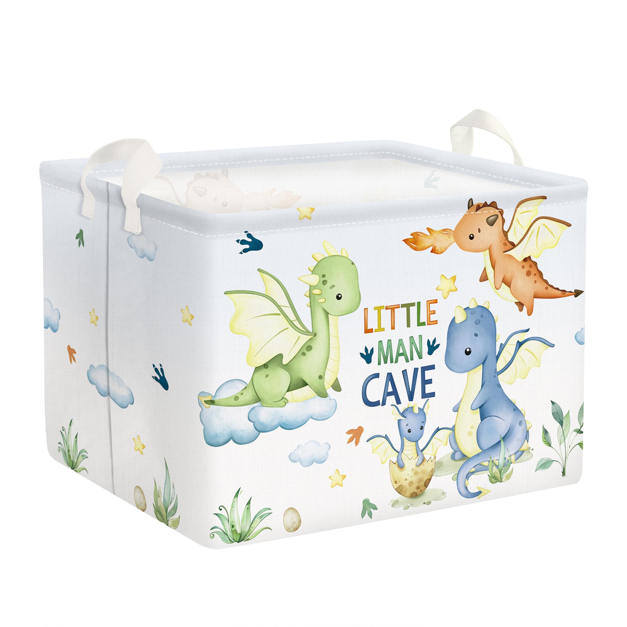 Clastyle 36L Large Rectangle Dragon Gift Basket Star Cloud Blue Book Shelf Basket With Handle Collapsible Toy Clothes Storage Ba