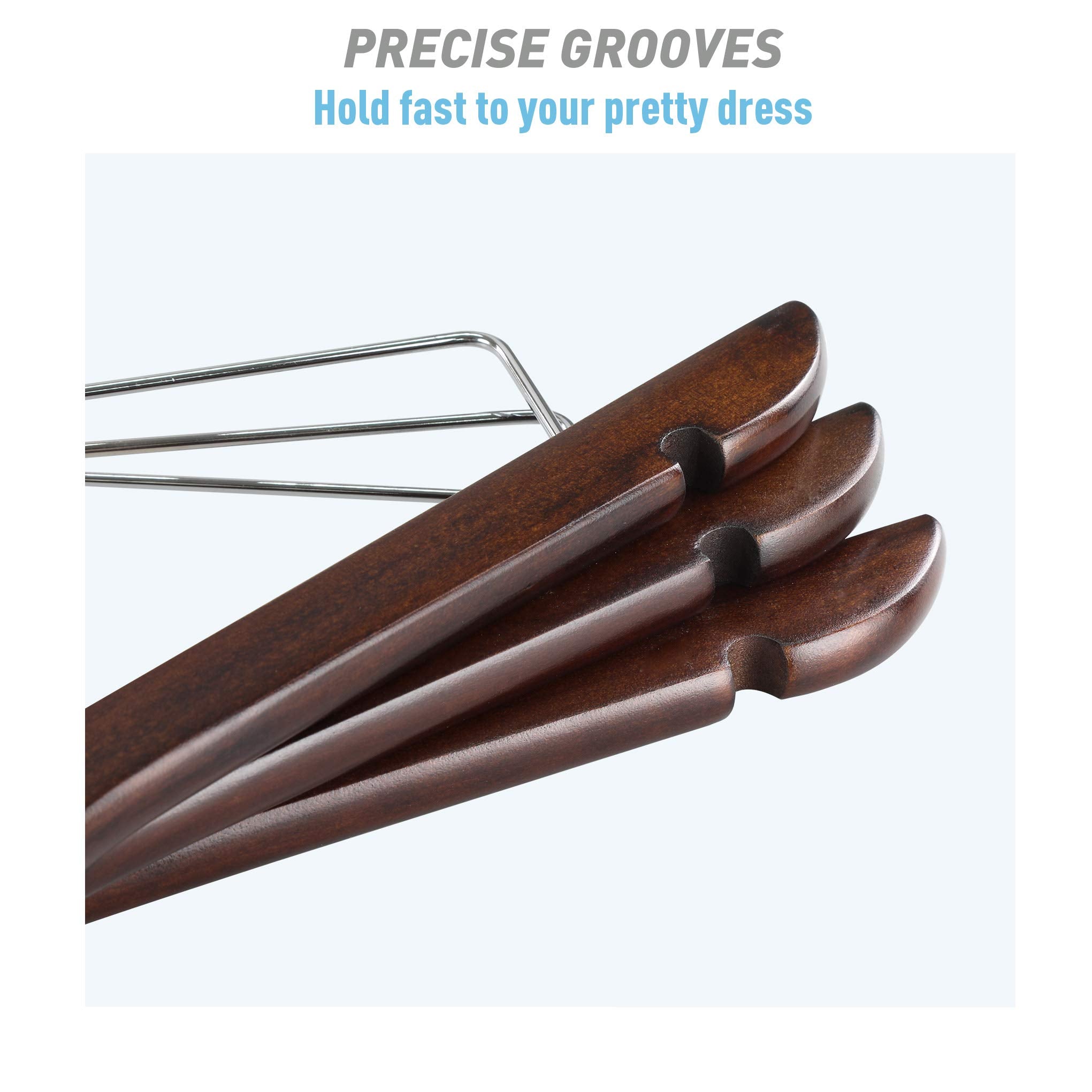 Topia Hanger Wooden Suit Hangers With Adjustable Metal Clips (10 Pack), Solid Wood Clothes Hangers, 360 Swivel Hook, Premium Ret