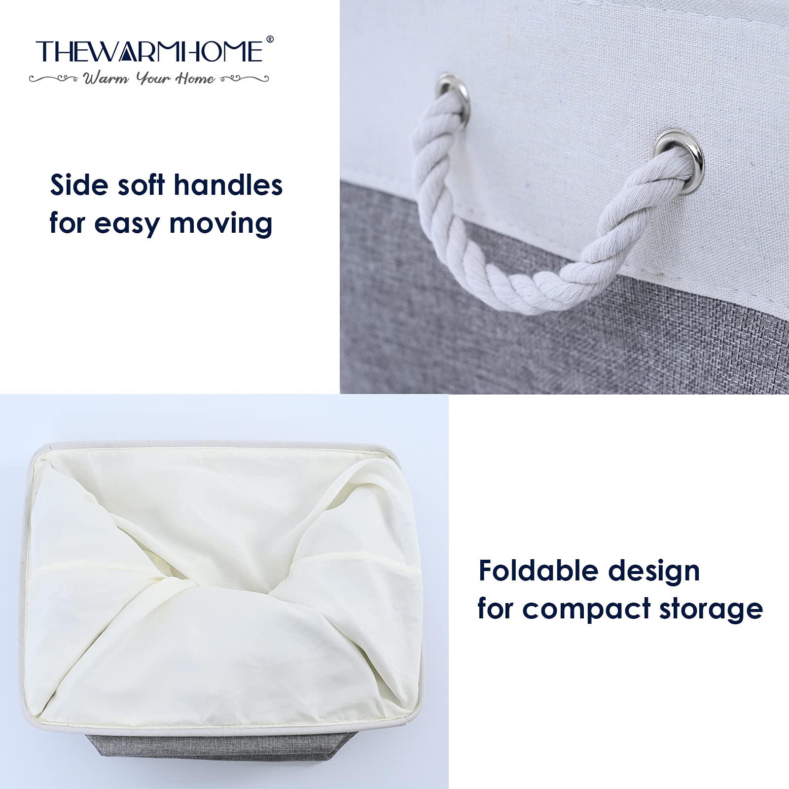 Thewarmhome Small Storage Baskets For Organizing,Storage Baskets For Shelves,Small Fabric Storage Bins W/Handles For Closet Nurs
