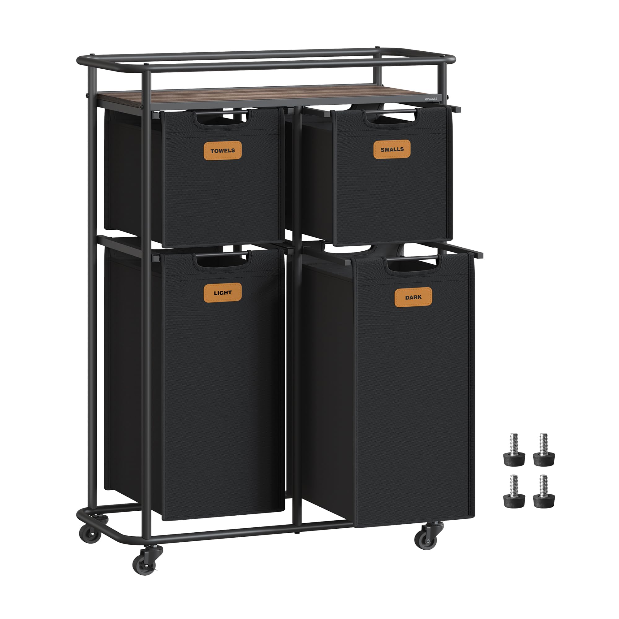 VASAGLE Laundry Sorter, Laundry Basket with Wheels, 39.6 Gal. (150 L) Rolling Laundry Hamper, Portable Laundry Cart with Shelf, 