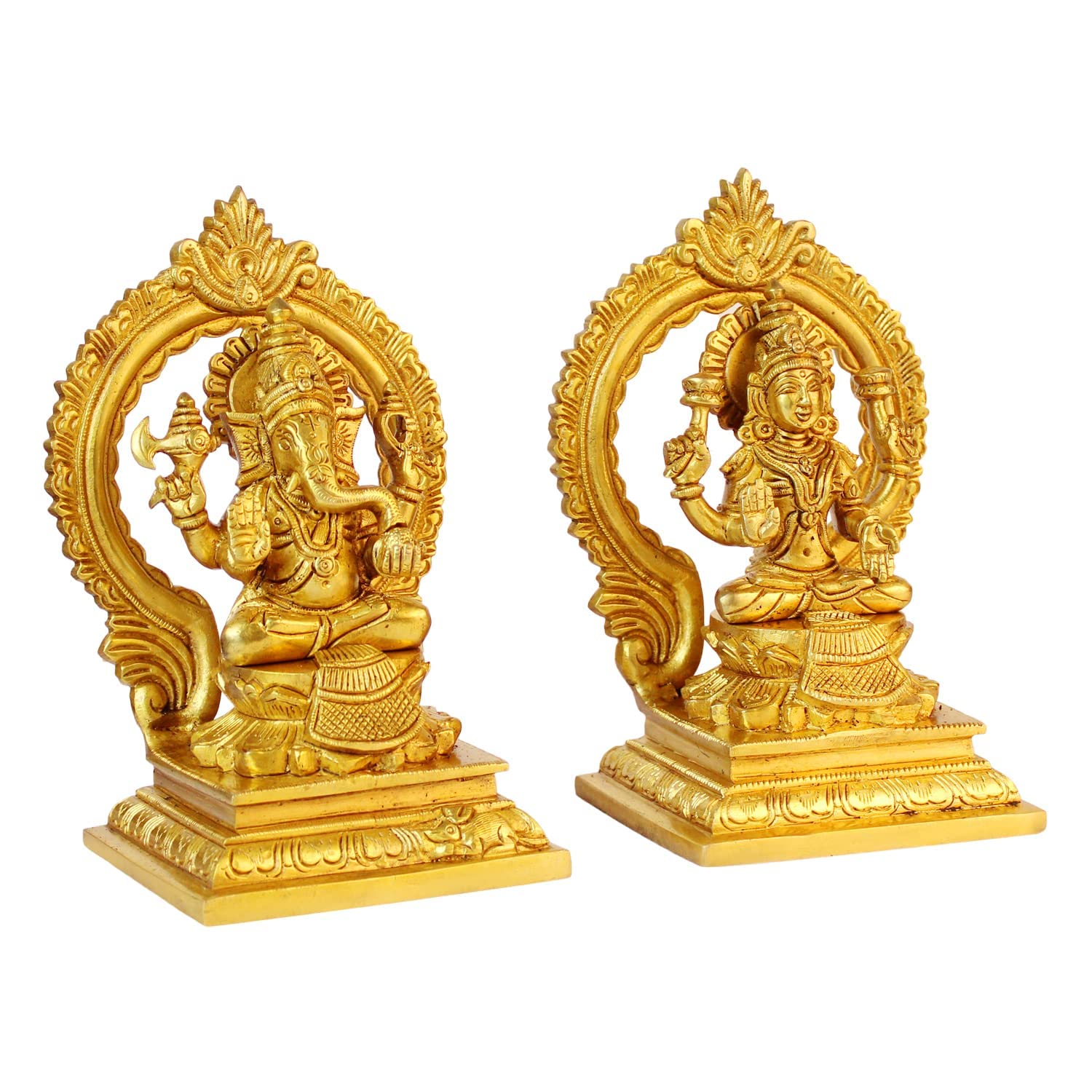 Kartique Brass Laxmi Ganesh Idol Bhagwan Ganpati Murti Metal Statue Sitting Laxmi Ji For Home Office Decor Pooja Good Luck Gift