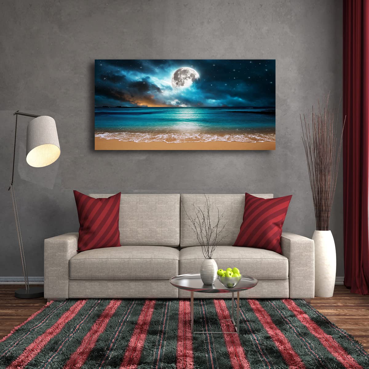 Beach Wall Art Canvas Prints Moon Ocean Landscape Picture Home Decor Natural Seascape Paintings For Living Room Bathroom Bedroom