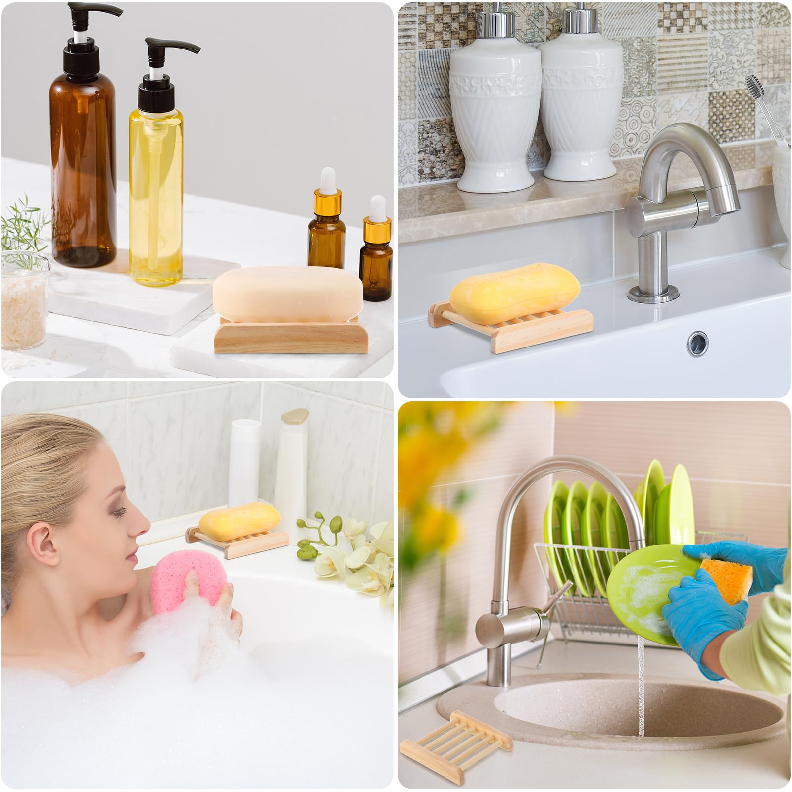 70 Pcs Bamboo Wood Soap Dish Bulk Bathroom Wooden Soap Holder Soap Savers For Bar Self Draining Soap Dishes Hand Craft Wood Soap