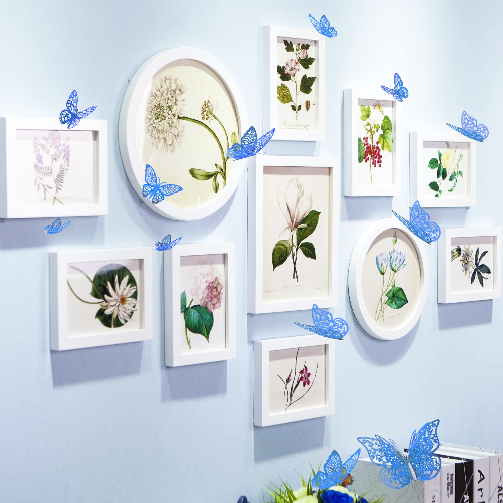 Butterfly 72 Pcs Wall Decor  3 Styles 3 Sizes 3D Gold Butterfly  Blue Butterfly  Wedding Decorations  Birthday Party Decorations  Girls Bedroom Decoration (72 Pcs  Blue)