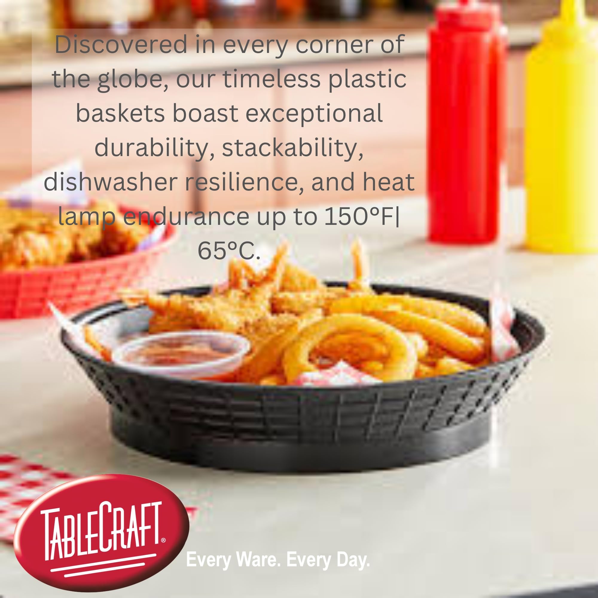 Tablecraft Products 15759Bk 9'' Round Diner Platter W Base, Plypropylene, Black, Medium (Pack Of 12)