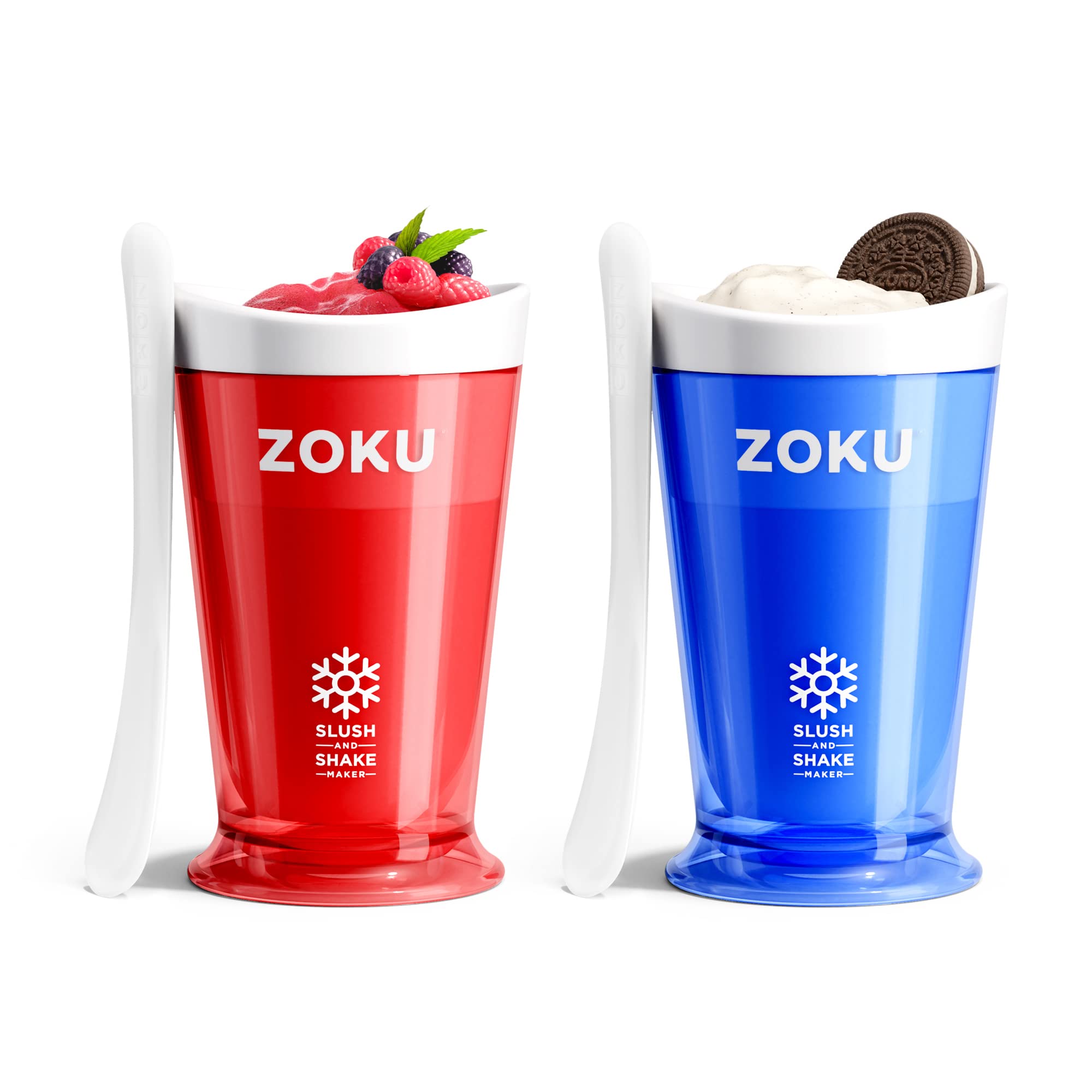 Zoku Original Slush And Shake Maker, Slushy Cup 2 Pack For Quick Frozen Homemade Single-Serving Slushies, Fruit Smoothies, And M
