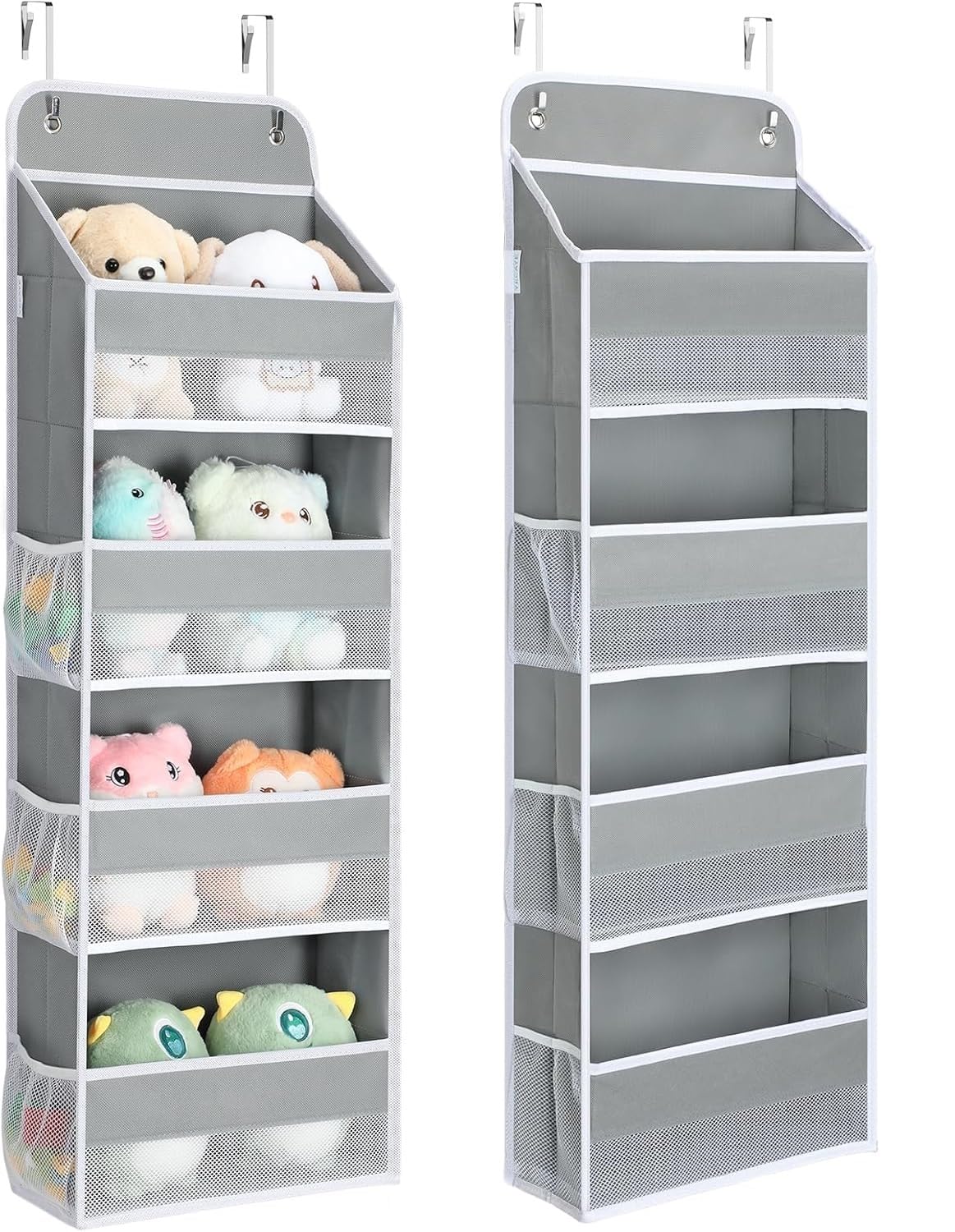 Jukmen 4 Tier Over The Door Organizer, 35.2Lbs Load Toy Stuffed Animal Storage, SwingProof Hanging Bathroom Organizers And Stor