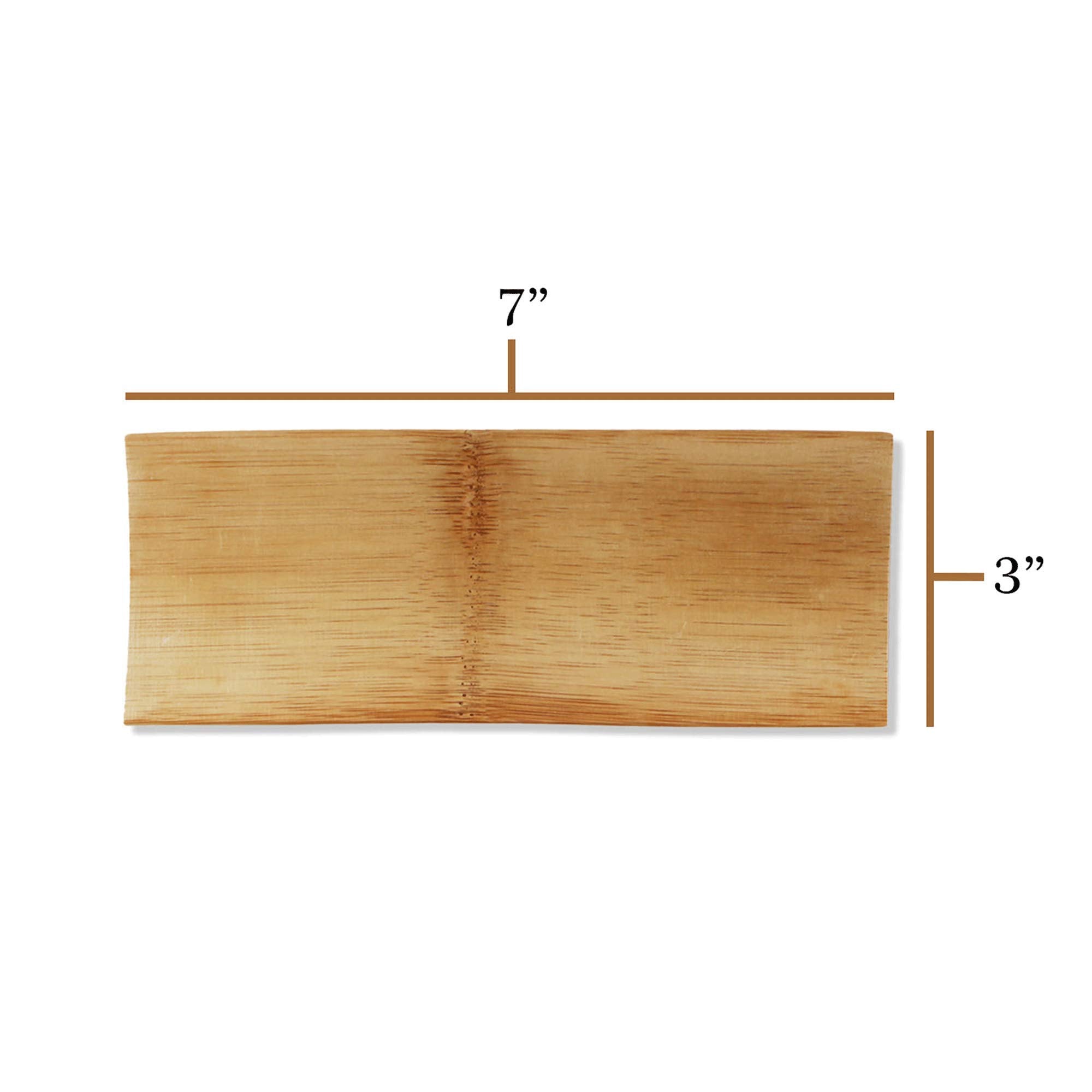 Reusable Bamboo Carbonized Brown Rectangle Sushi Serving Tray Plate 7'' X 2.8'' - 10 Pieces