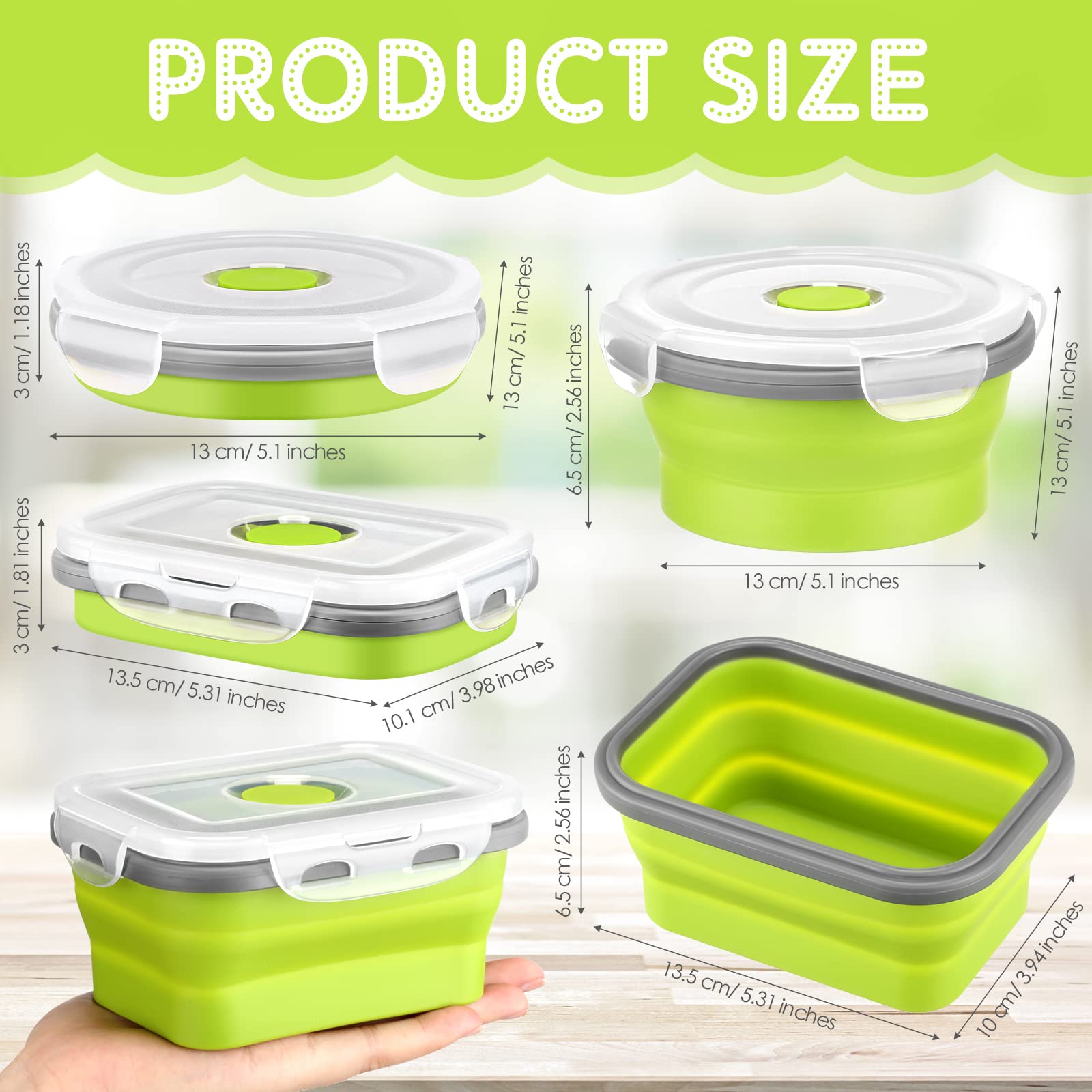 8 Pcs Small Silicone Collapsible Food Storage Containers With Airtight Lids Stacking Silicone Meal Prep Lunch Containers For Kit