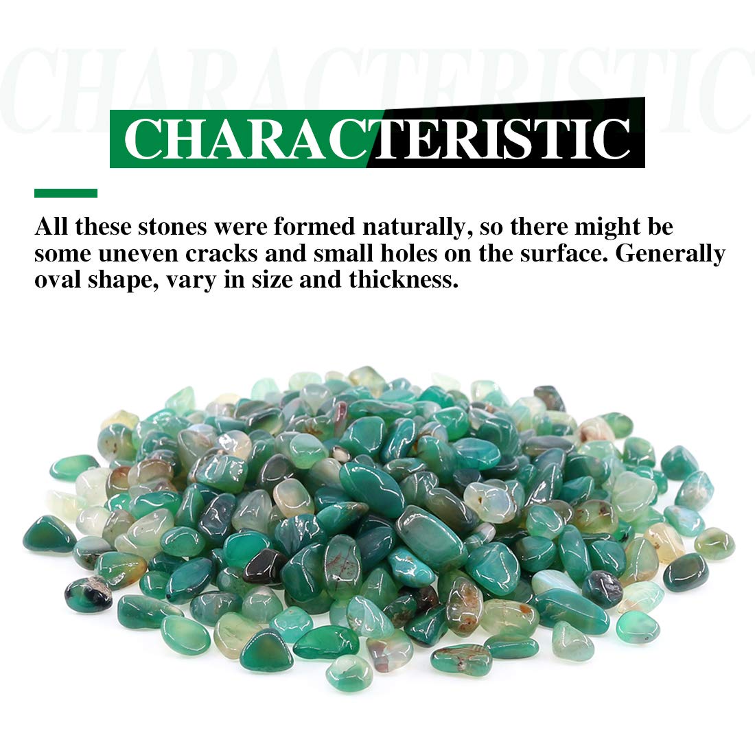 Hilitchi Green Agate Stone Tumbled Stones for Plants Cacti & Succulents Bedding  Vase Filler  Landscape Bottom Decoration (About 1lb(455g)/Bag)