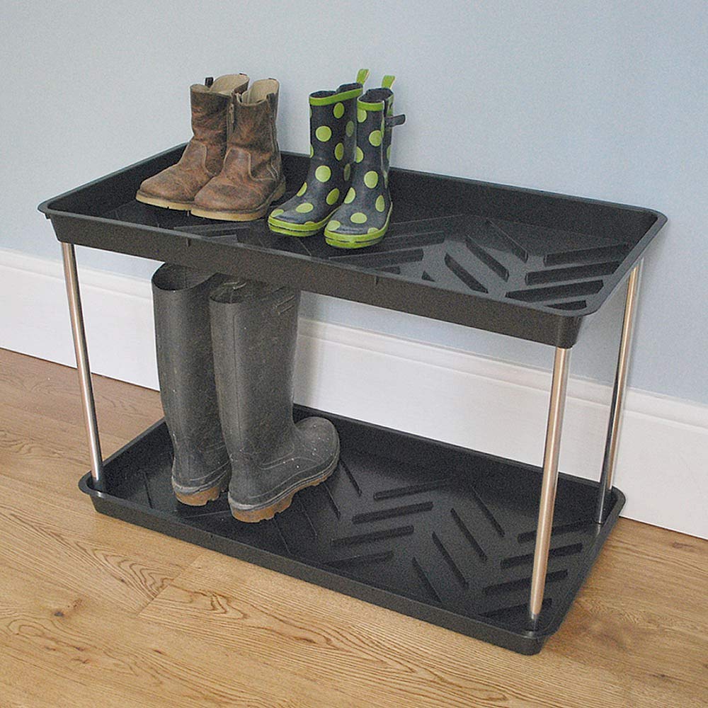 Boot Tray Rack Tierra Garden 2-Tiered Boot Tray, Durable Recycled Plastic Shoe Rack ...