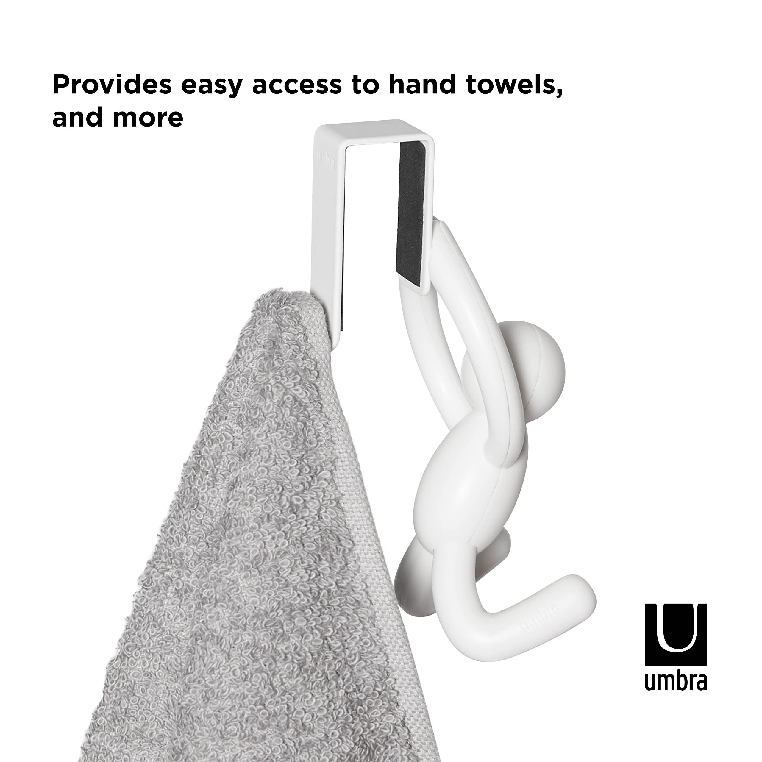 Umbra Buddy Space-Saving Over The Cabinet Storage Hooks, Kitchen And Bathroom Organizer, Set Of 2, White, 2 Count