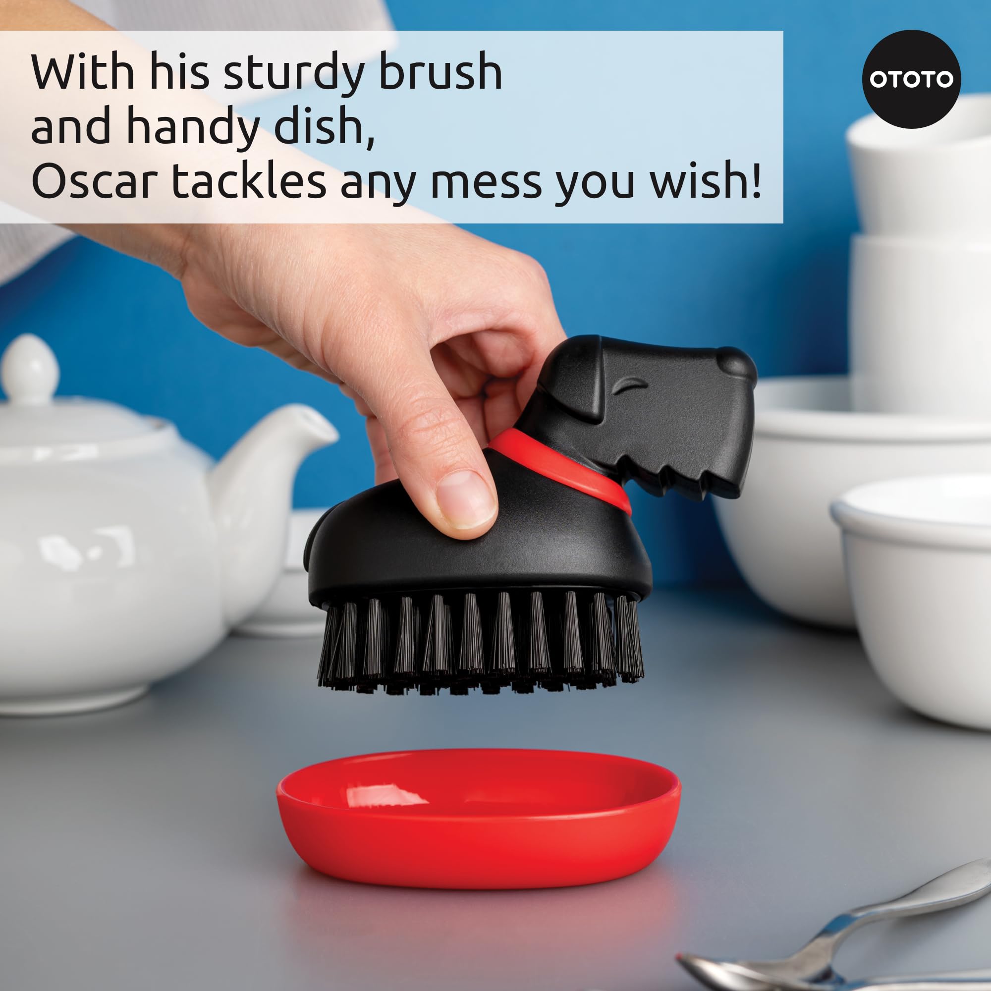 (New) OTOTO Oscar Dog Dish Brush - Dog Gifts, Daschund, Wiener Dog, Dish Scrub Brush, Dish Scrubber, Kitchen Vegetable Scrub Bru