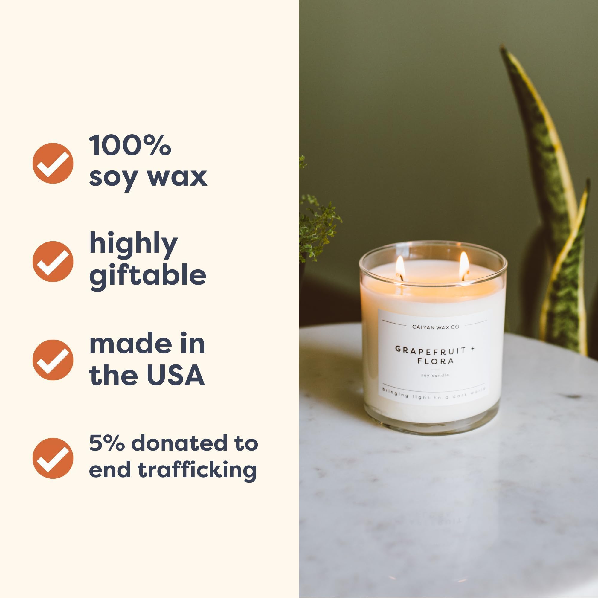 Calyan Wax Scented Candle Seaside & Citrus Candle for The Home Scented with Mandarin & Verbena, Soy Wax Aromatherapy Candle in G