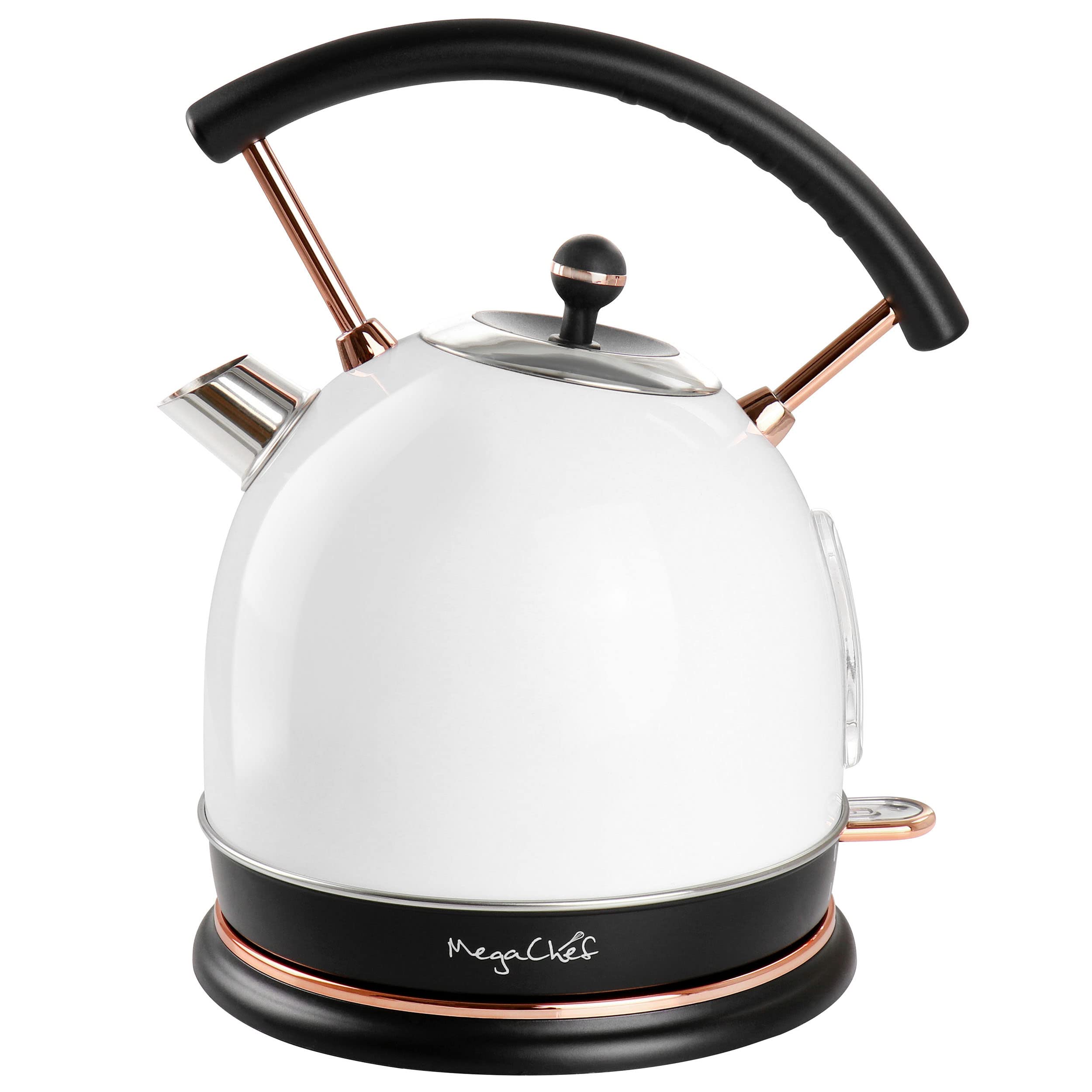 Megachef 1.8 Quarts Half Circle Electric Tea Kettle In White