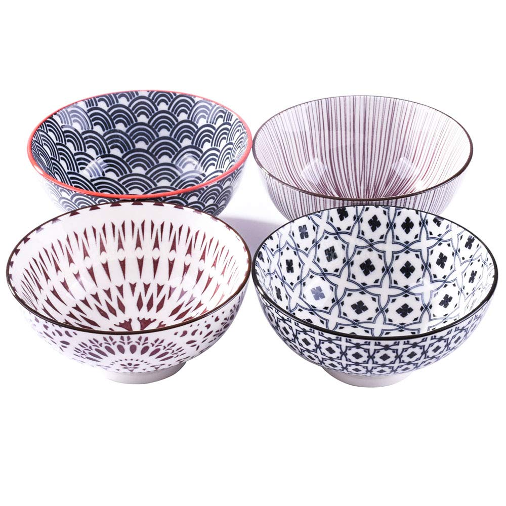 Bosili 4.5 Inch Japanese Rice Bowl Set Of 4 Ceramic Sushi Bowls Suitable For Dessert Snacks Cereal Soup Sauce