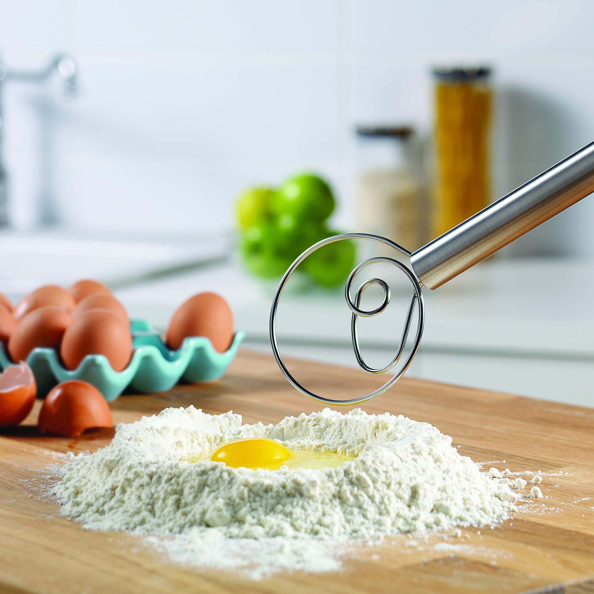 Tovolo Danish Sturdy Wire Batter Blender For Cooking, Bread Baking Accessory, Easy To Clean, Stainless Steel, 12'' Dough Whisk,