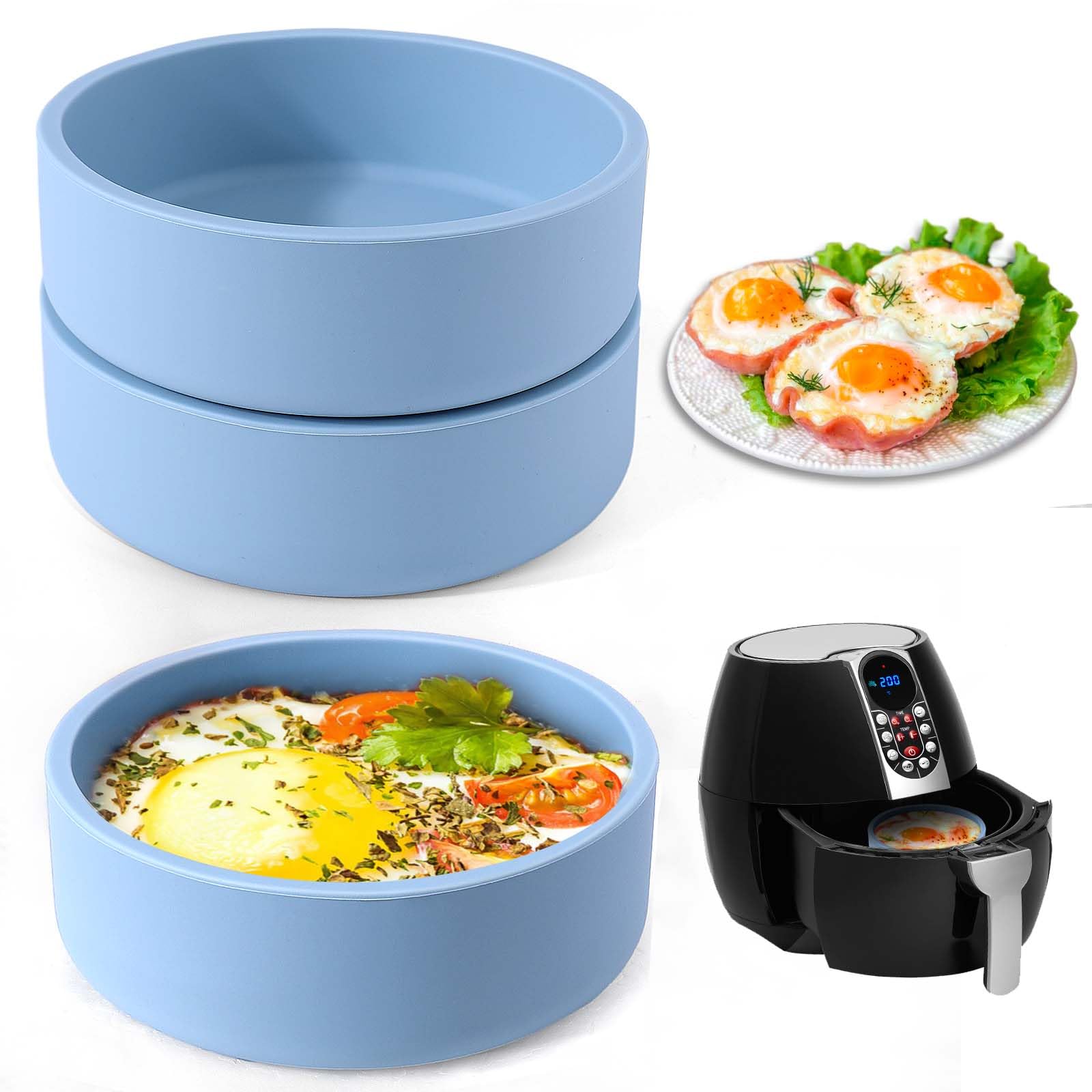 Xangnier Silicone Air Fryer Egg Mold,3 Pcs Reusable Nonstick Egg Bites Pan-Alternative To Microwave Egg Cooker/Sous Vide Egg Bit