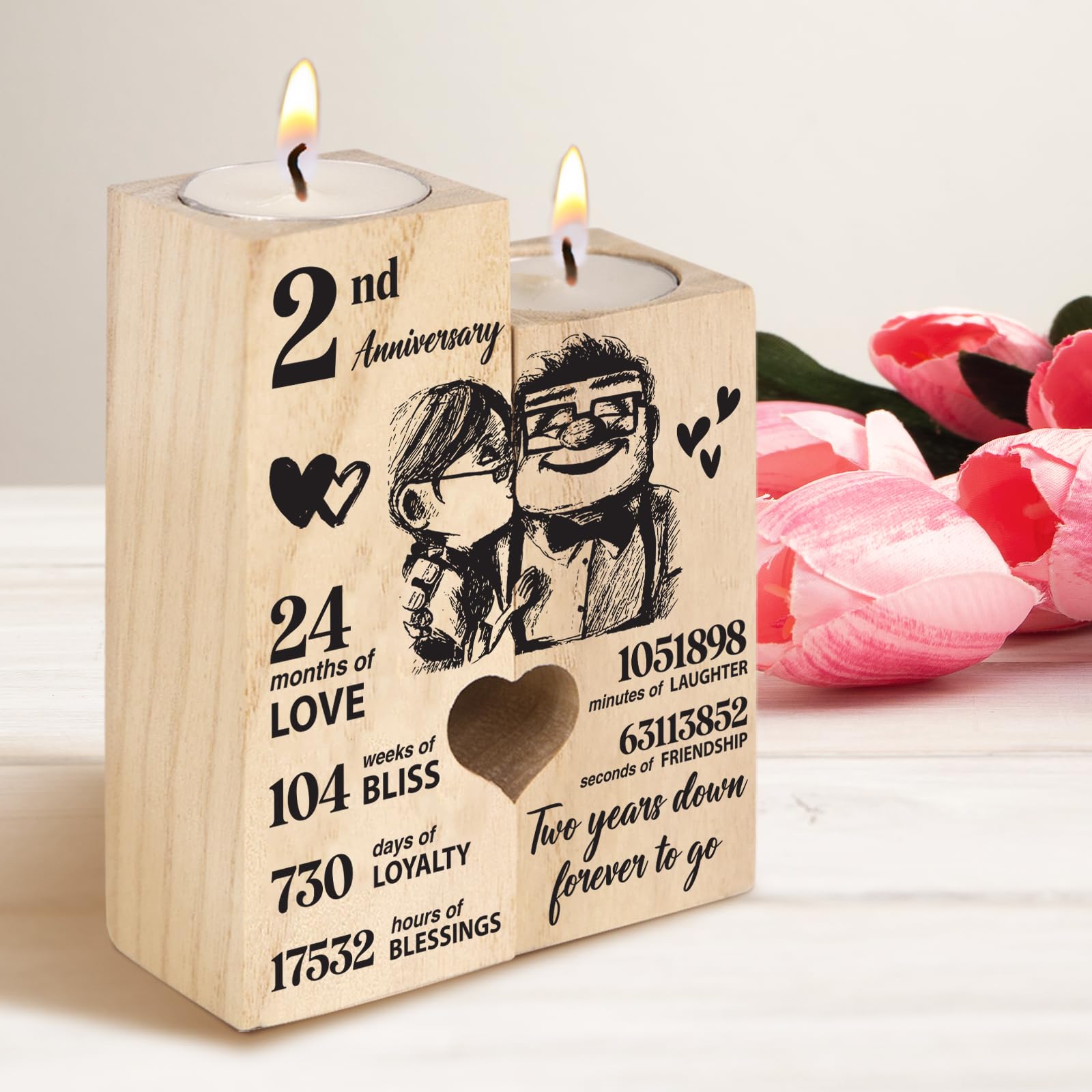 2nd Anniversary Wedding Gifts for Wife Girlfriend, Couples Gift Candlestick, Cotton 2nd Wedding Anniversary for Husband Boyfrien