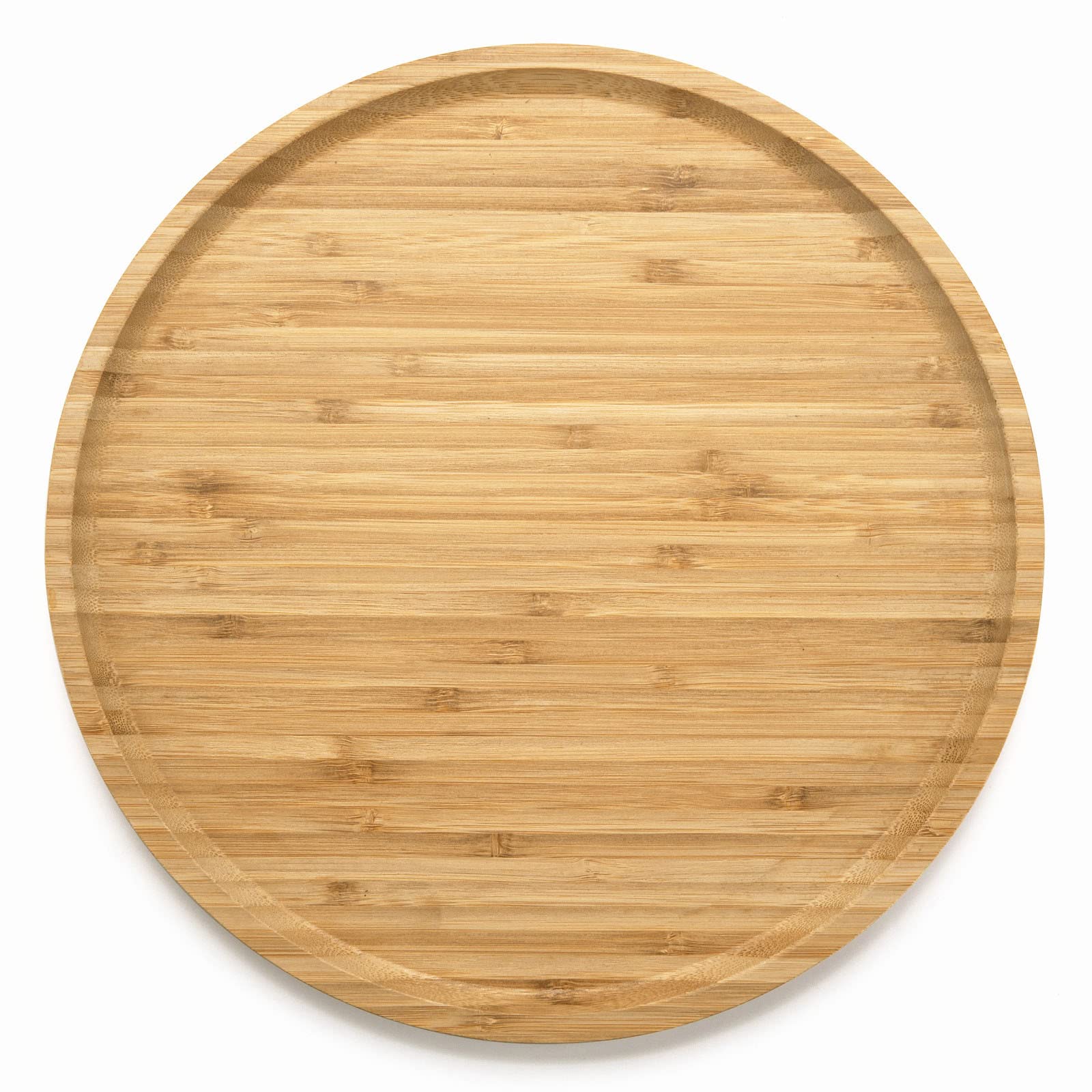 Round Bamboo Tray, Wood Plates, Wooden Serving Platter, Charcuterie Serving Board For Dinning/Coffee Table,13.8 Inch