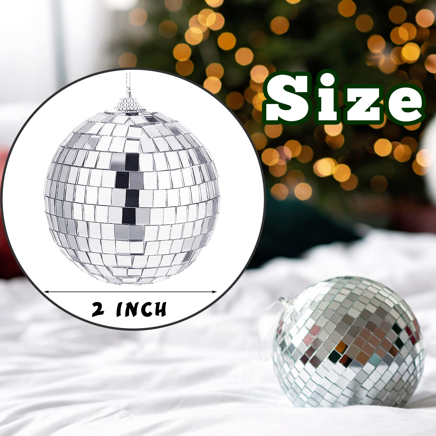 30 PCS Mirror Disco Balls,2 Inch Silver Reflective Mirror Ball,Hanging Ball Ornament for Christmas Tree,Home Stage Club Party De