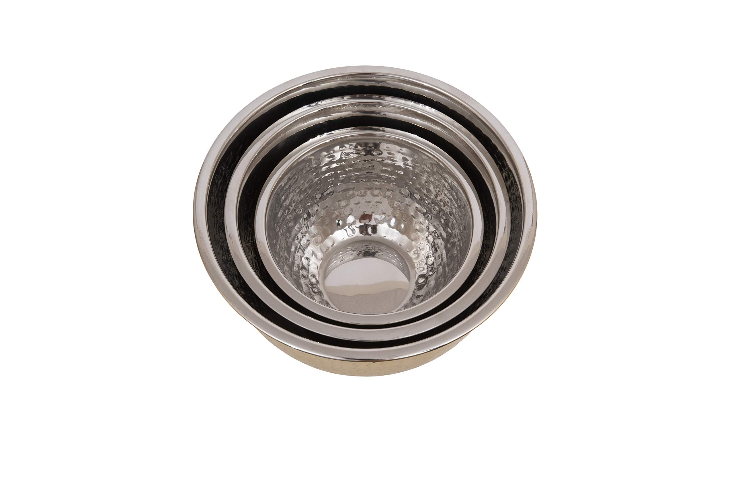Creative Co-Op Hammered Stainless Steel Bowls In Gold Finish (Set Of 3 Sizes)