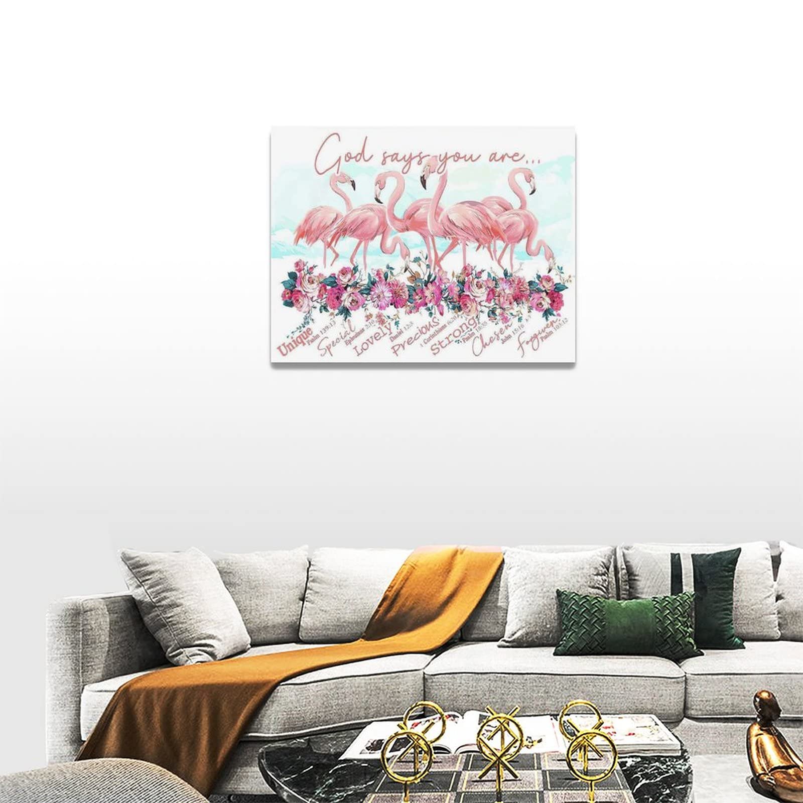 Pink Flamingo Wall Art Flamingo Bathroom Pictures Wall Decor Flamingo Canvas Painting Prints God Says You Are Inspirational Quot
