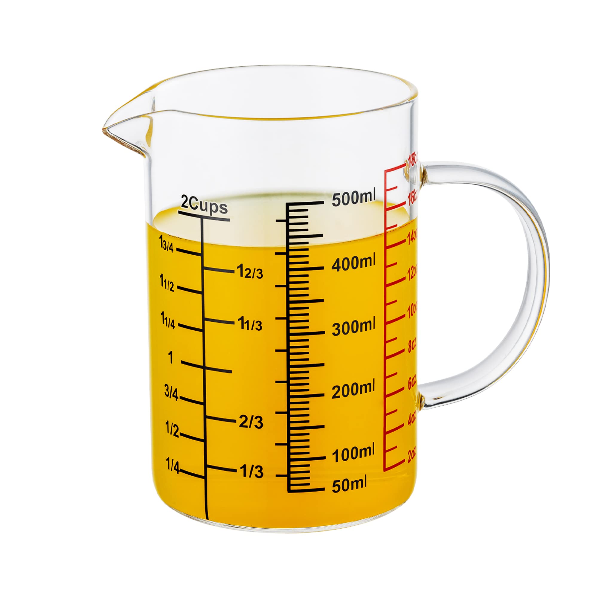 Ackers BORO3.3 Glass Measuring Cup-[Insulated handle | V-Shaped Spout]-Made of High Borosilicate Glass Measuring Cup for Kitchen