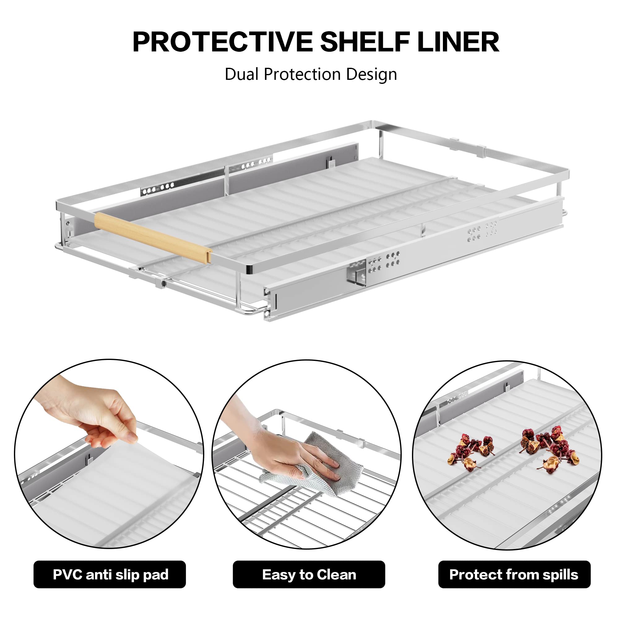 Miyuptc Pull Out Cabinet Drawer Organizer, Heavy Duty Slide Out Pantry Shelves Sliding Drawer Storage For Bathroom, Home, Kitche