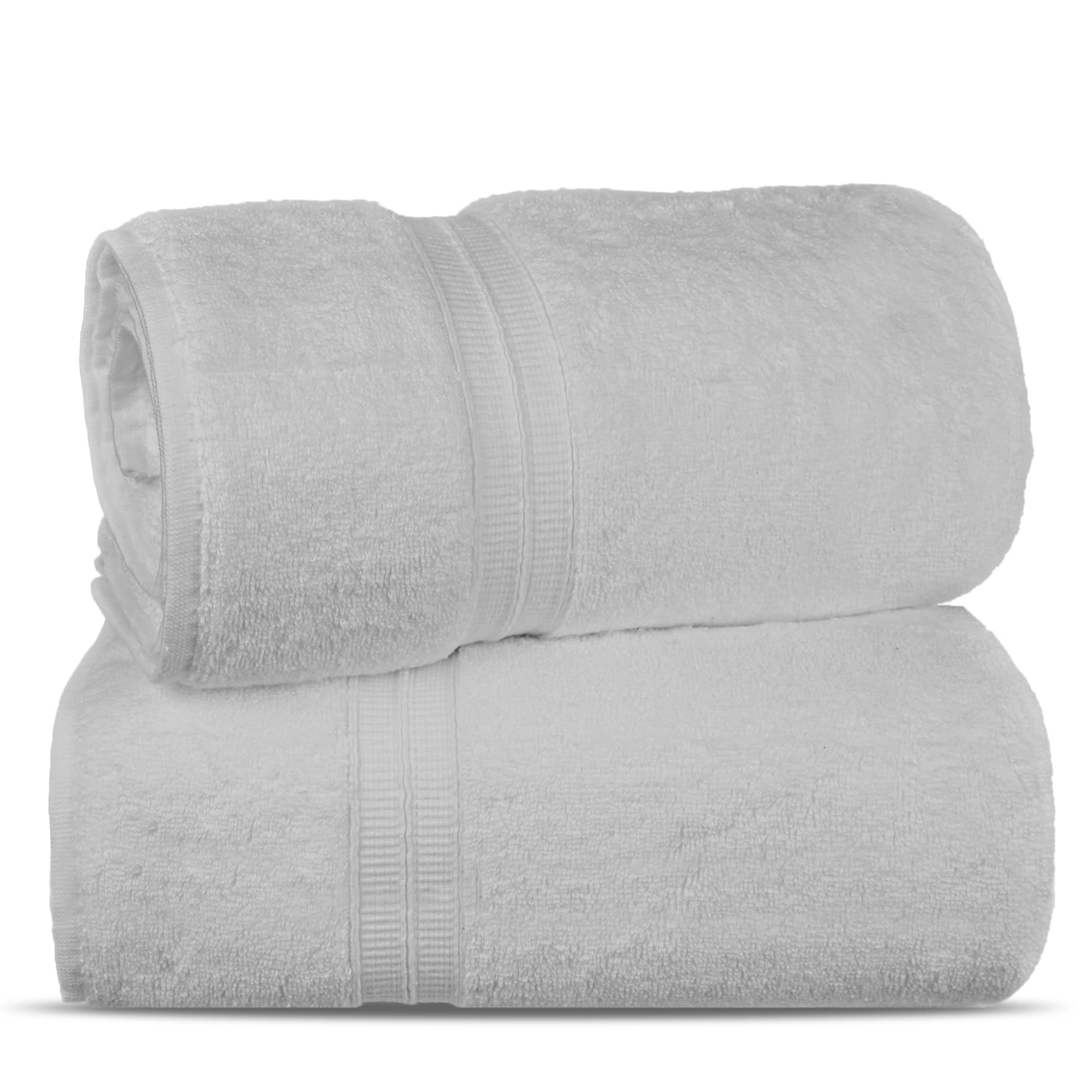 Towel Bazaar Soft & Absorbent Premium Cotton Turkish Towels (White, 2-Piece Bath Sheets)