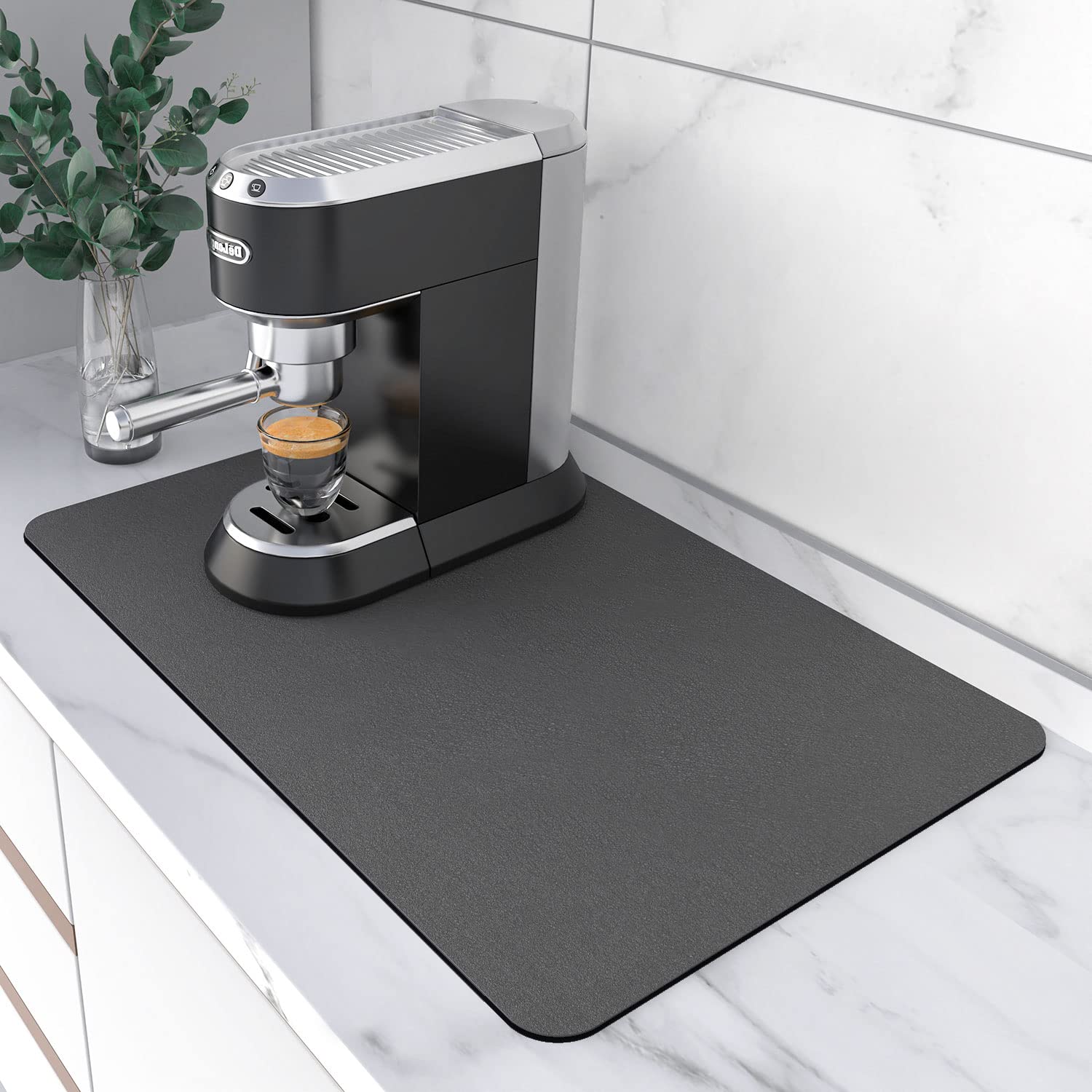 Coffee Maker Mat For Countertops: Coffee Mat Absorbent Coffee Bar Mat For Kitchen Hide Stain Rubber Backed, 12 '' X 17 '' Coffee
