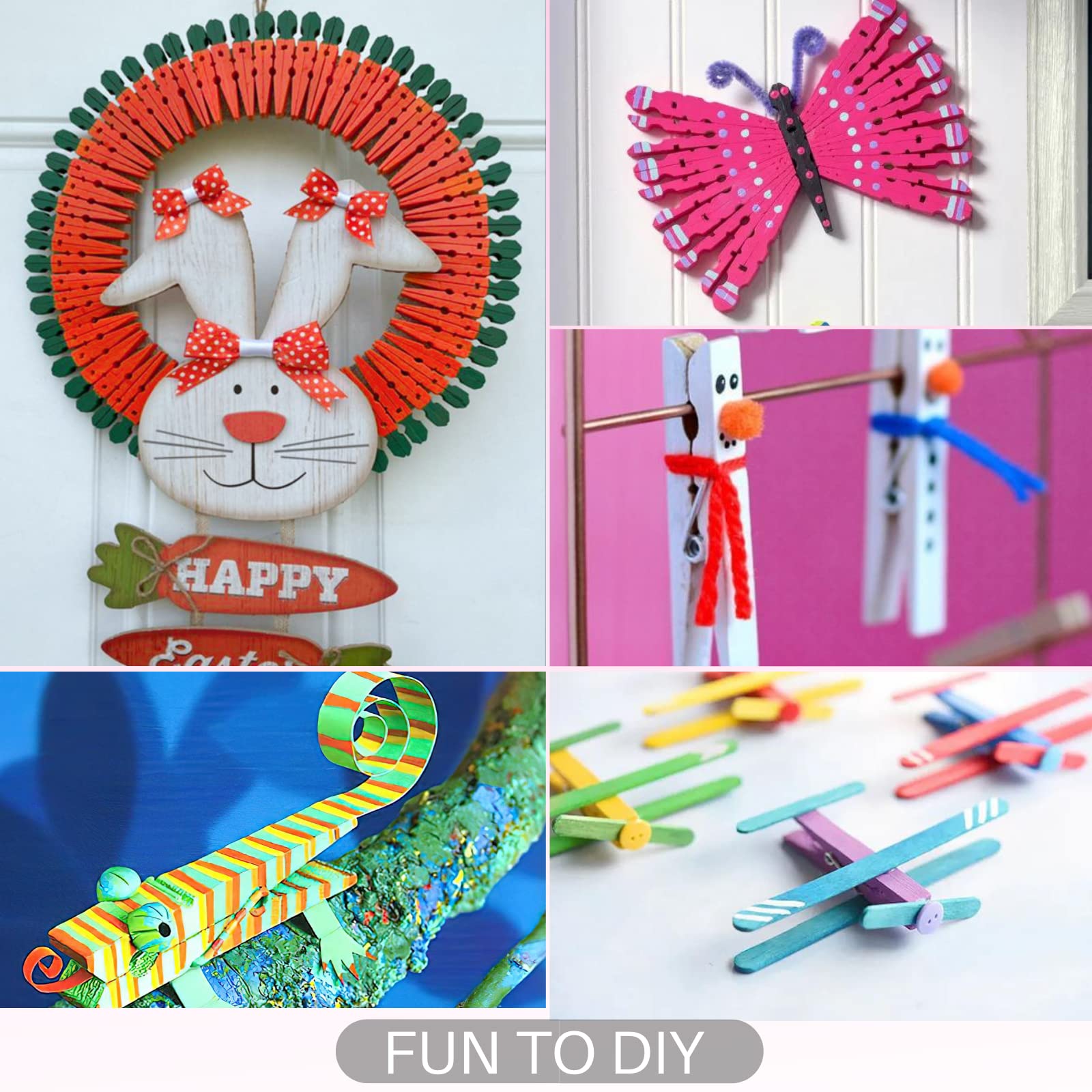 Clothes Pins  Colored Clothespins 50 PCS 2.9'' Natural Birchwood Close Pins  Strong Grip  Colorful Clothespins  Multi-Purpose Colored Clothes Pins for Crafts  Hanging Clothes  Laundry