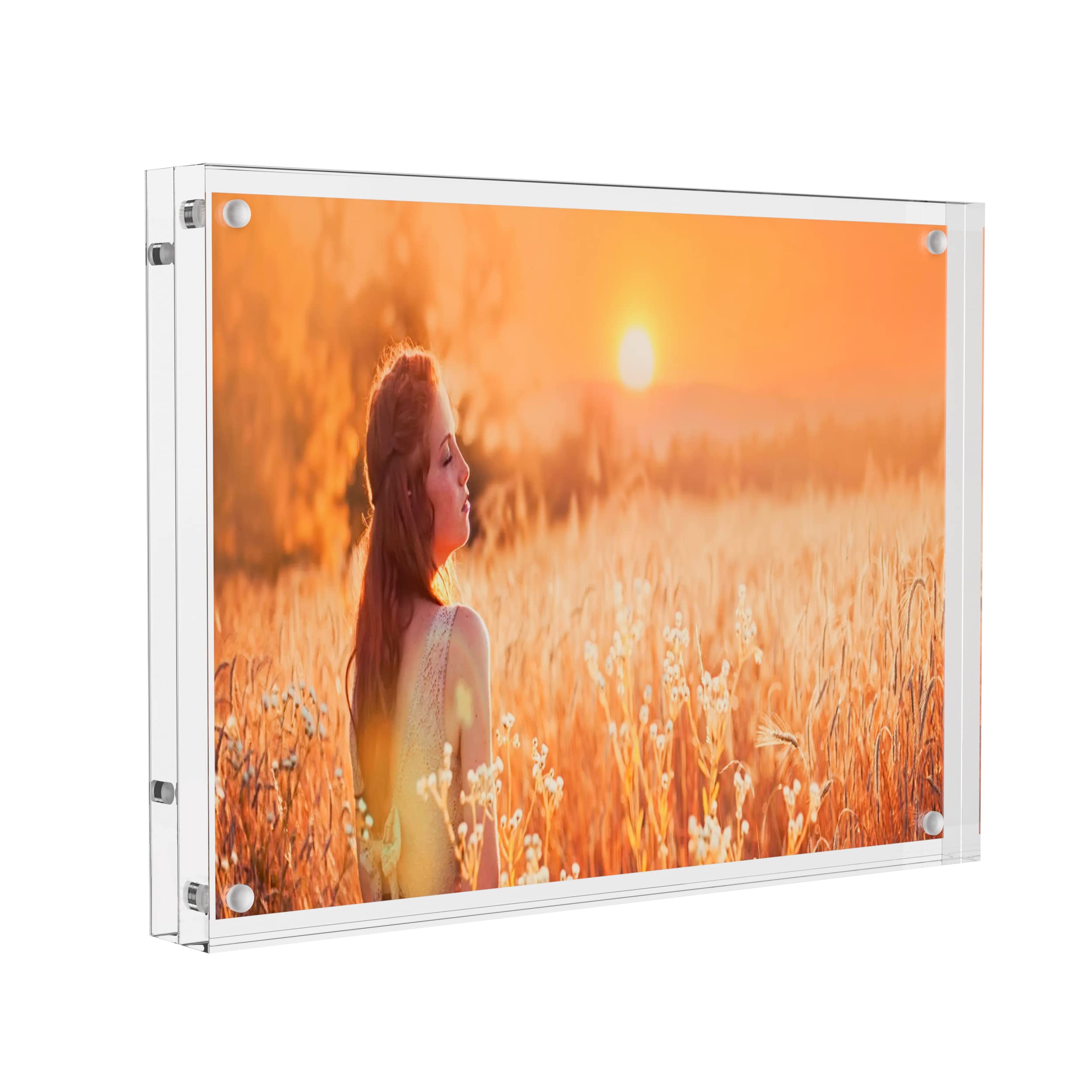 Sezanrpt Acrylic Picture Frame 6x8 Inches, High Transparent Magnetic Photo Frame, Double Sided Plexiglass Picture Frame 12mm + 1