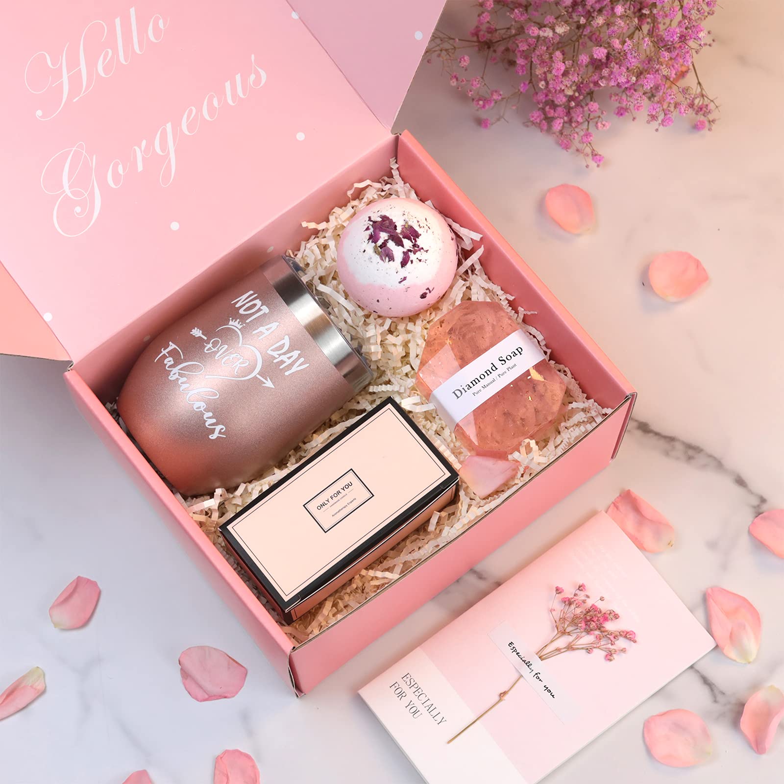 Birthday Gifts For Women, Relaxing Spa Gift Box Basket For Her Mom Sister Best Friend Unique Happy Birthday Bath Set Gift Ideas