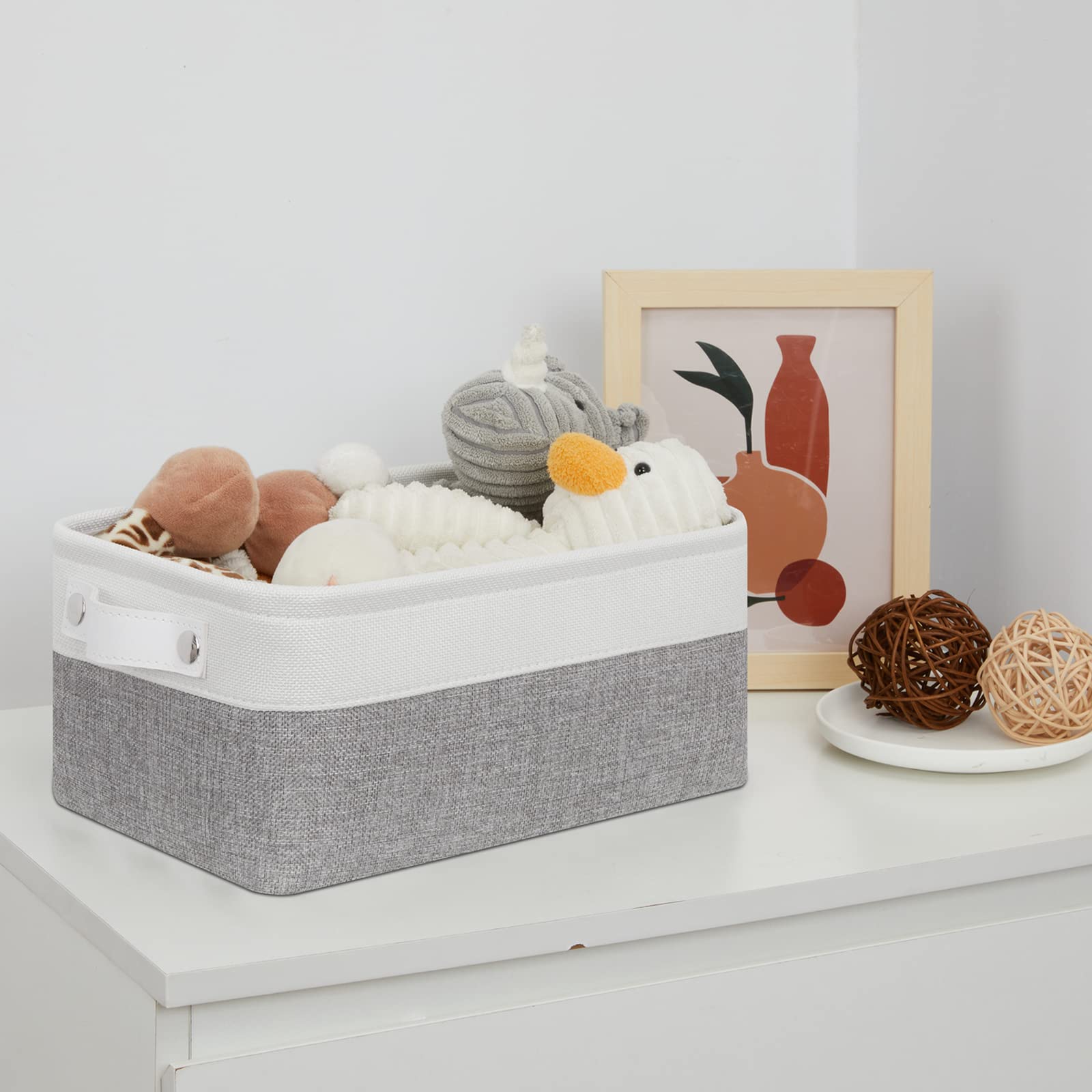 Bidtakay Small Storage Baskets For Organizing [4-Pack] Fabric Storage Bins For Baby Organizer Shelf Baskets For Nursery Storage