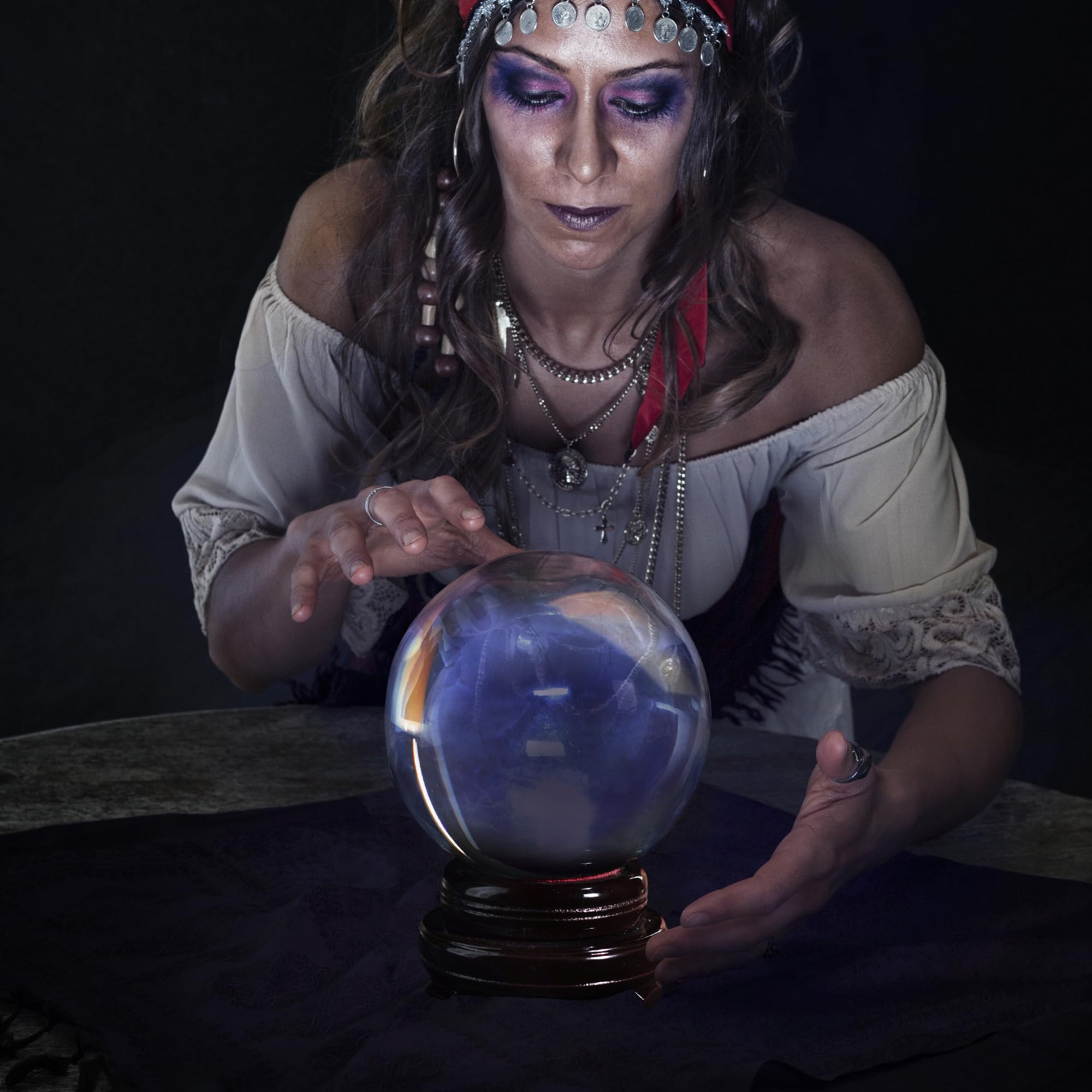 150mm/6inch Clear Crystal Ball with Wooden Stand Fortune Teller Mystical Quartz Ball Photography Props FengShui Divination Spher