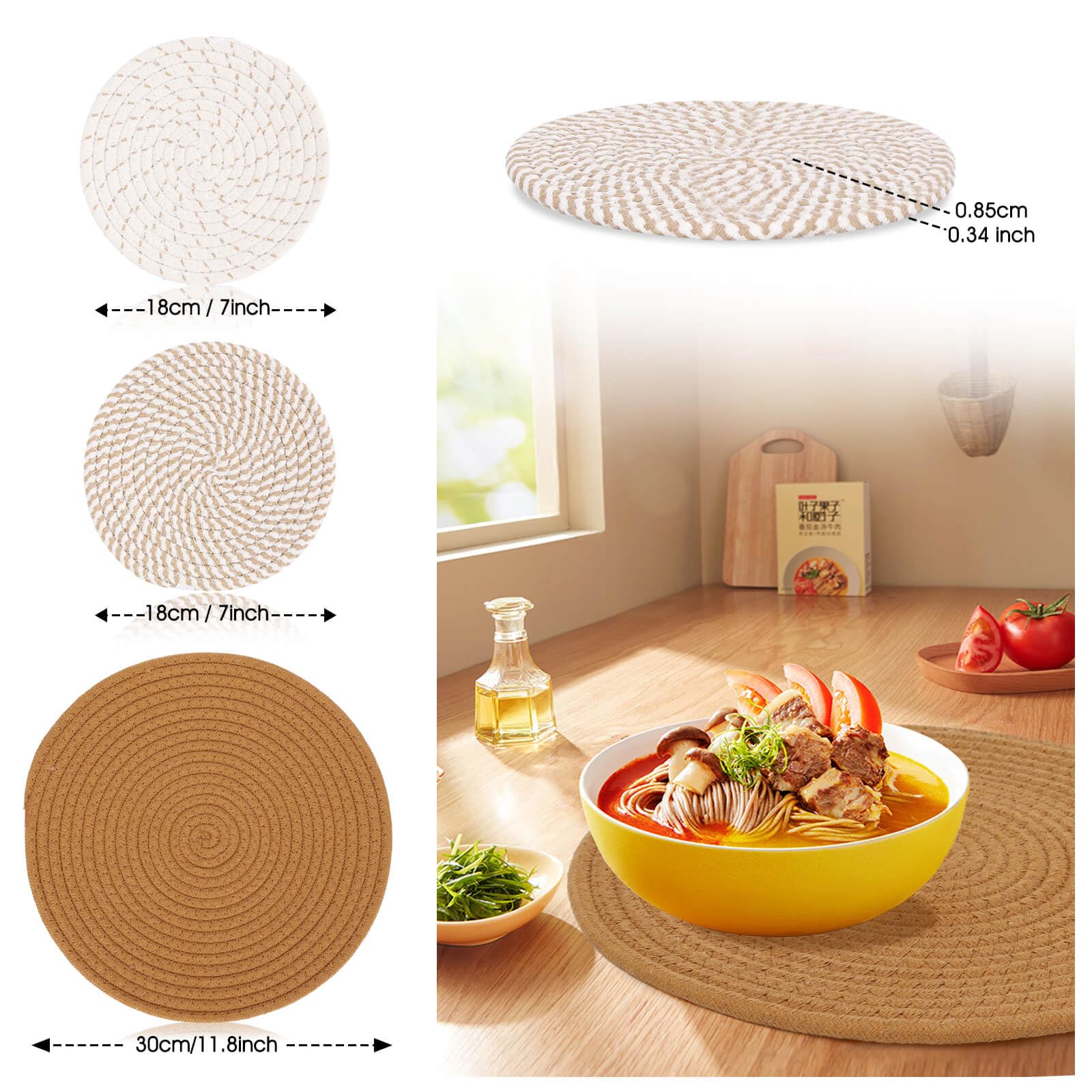 Billbotk Trivets For Hot Pots And Pans, 6 Pieces Boho Rivets For Hot Dishes, Pot Holders For Kitchen, Hot Pads For Countertops,